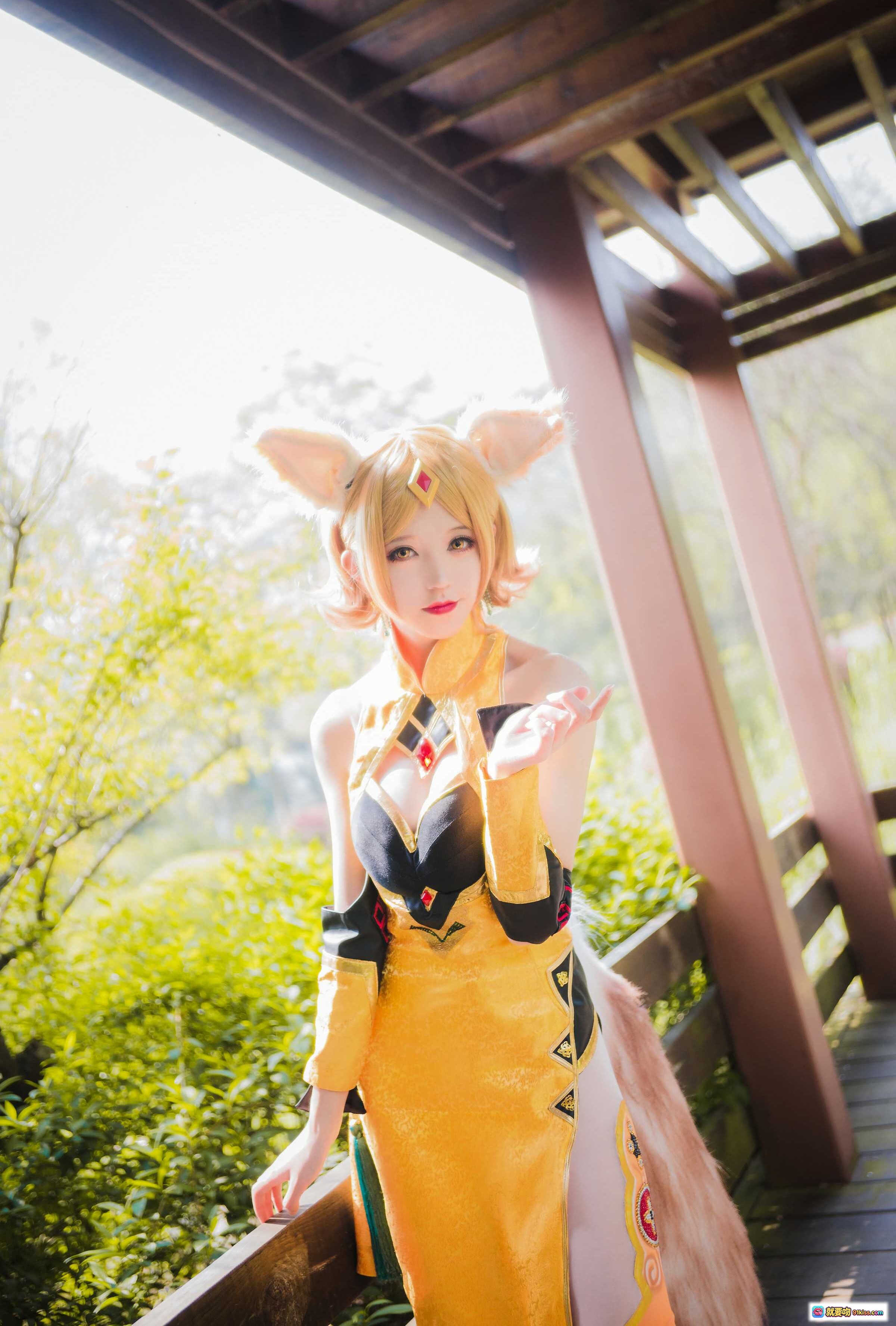 图片[8] - 王者荣耀妲己cosplay写真 | Kettoe NO.007 9P高清美图 | 橙色旗袍兔耳造型 | 户外自然光拍摄 | 甜美性感风格 - 就要吻