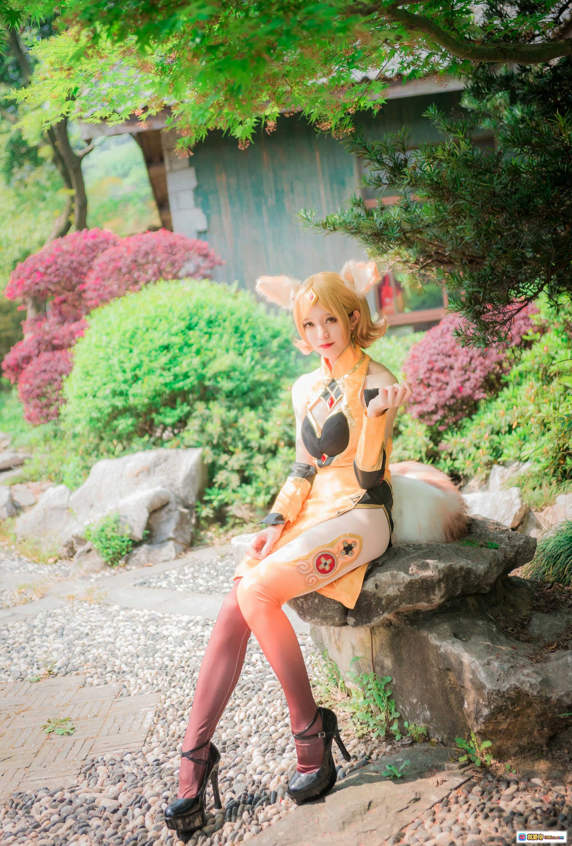 图片[7] - 王者荣耀妲己cosplay写真 | Kettoe NO.007 9P高清美图 | 橙色旗袍兔耳造型 | 户外自然光拍摄 | 甜美性感风格 - 就要吻