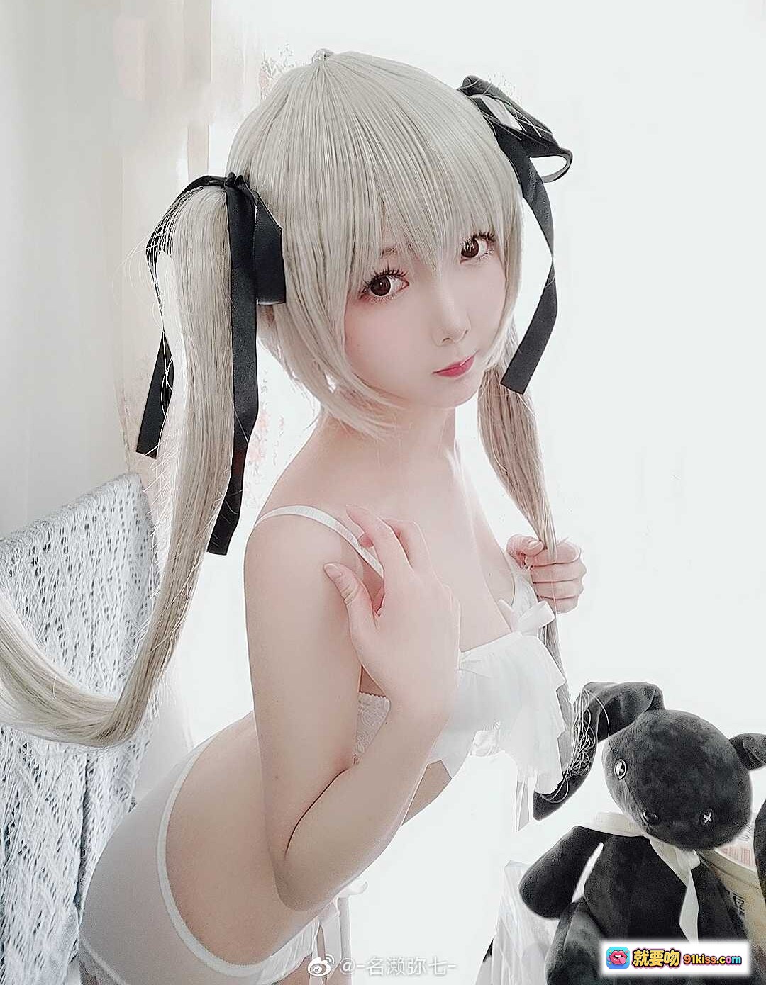 图片[6] - 名濑弥七NO.05白色内衣写真｜银发黑丝带少女Cosplay｜清新甜美私房照 - 就要吻
