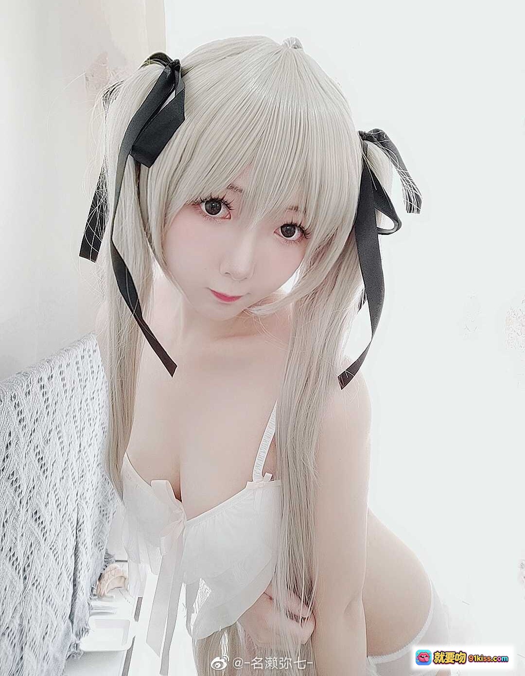 图片[3] - 名濑弥七NO.05白色内衣写真｜银发黑丝带少女Cosplay｜清新甜美私房照 - 就要吻