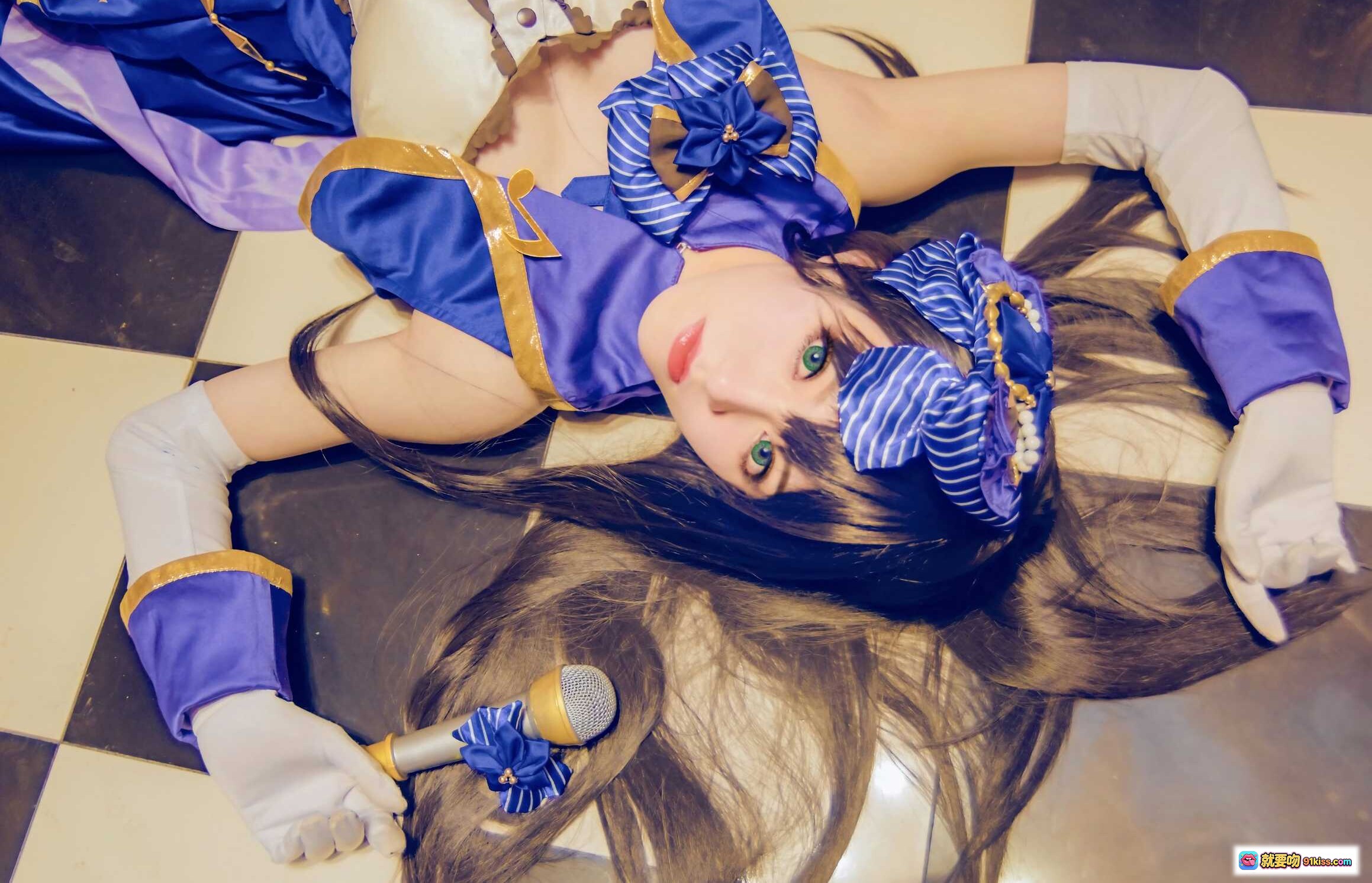 图片[3] - 偶像大师渋谷凛COS写真 | Kettoe NO.006 蓝白裙装+长发蝴蝶结+镜面场景+精致妆容+日系美少女 - 就要吻