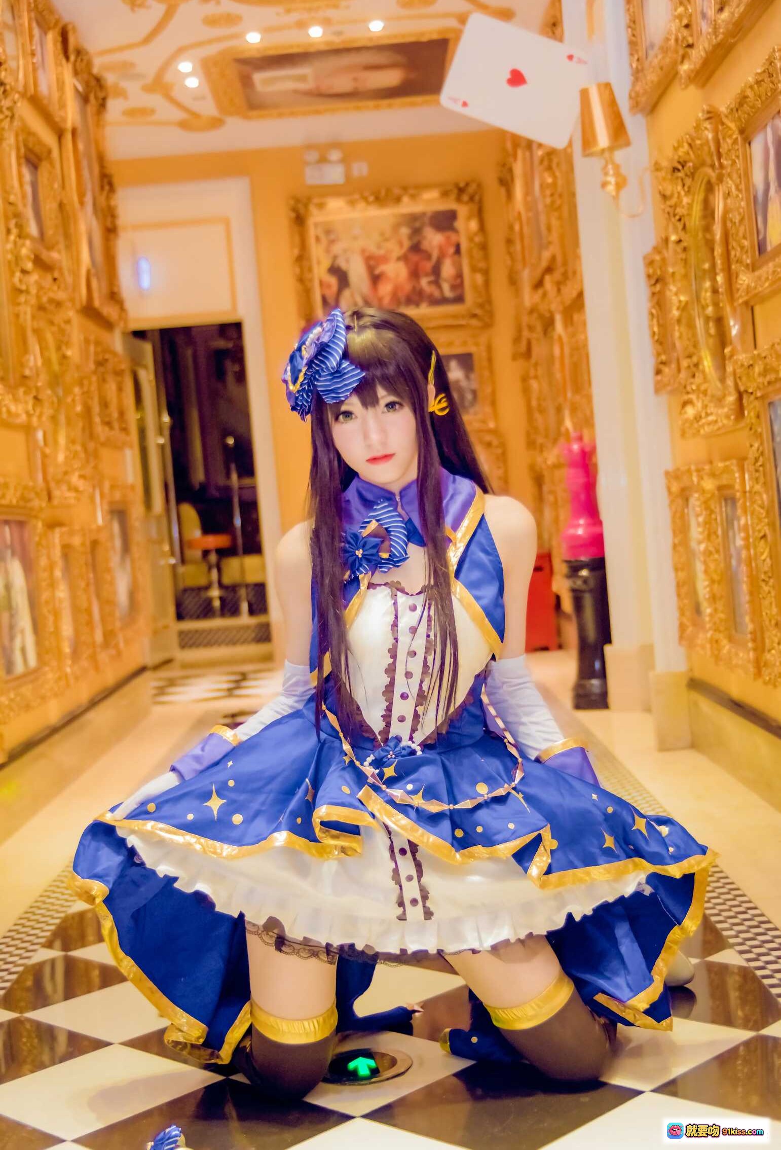 图片[6] - 偶像大师渋谷凛COS写真 | Kettoe NO.006 蓝白裙装+长发蝴蝶结+镜面场景+精致妆容+日系美少女 - 就要吻