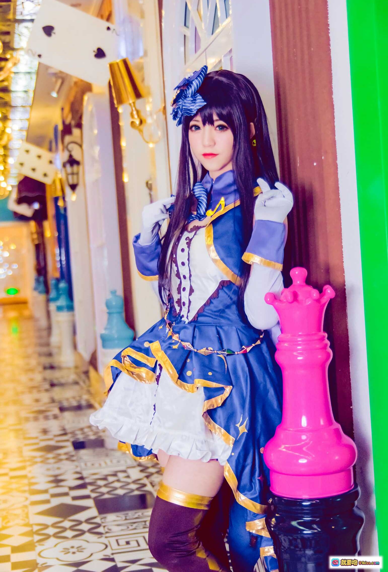 图片[7] - 偶像大师渋谷凛COS写真 | Kettoe NO.006 蓝白裙装+长发蝴蝶结+镜面场景+精致妆容+日系美少女 - 就要吻
