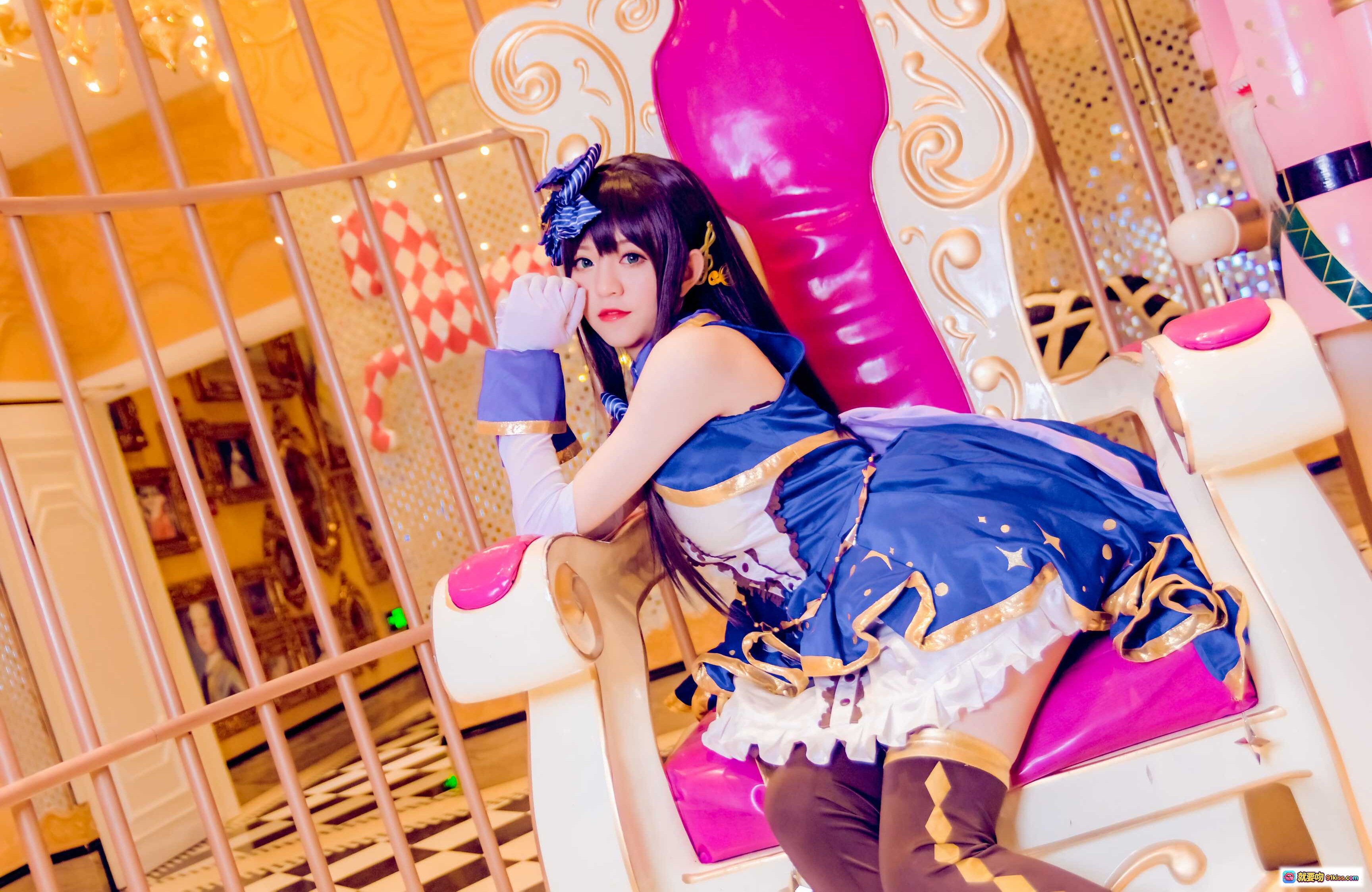 图片[8] - 偶像大师渋谷凛COS写真 | Kettoe NO.006 蓝白裙装+长发蝴蝶结+镜面场景+精致妆容+日系美少女 - 就要吻