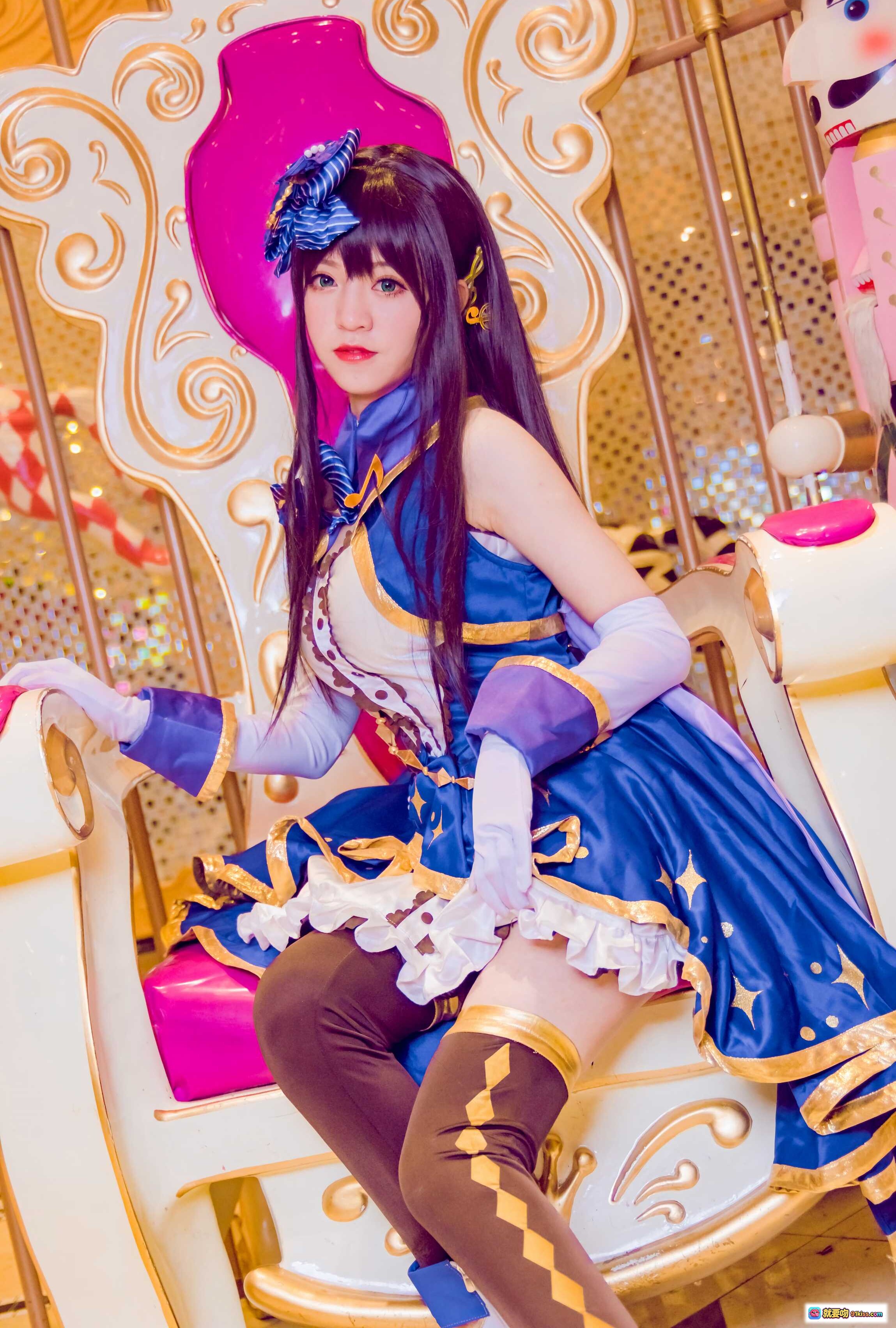 图片[5] - 偶像大师渋谷凛COS写真 | Kettoe NO.006 蓝白裙装+长发蝴蝶结+镜面场景+精致妆容+日系美少女 - 就要吻