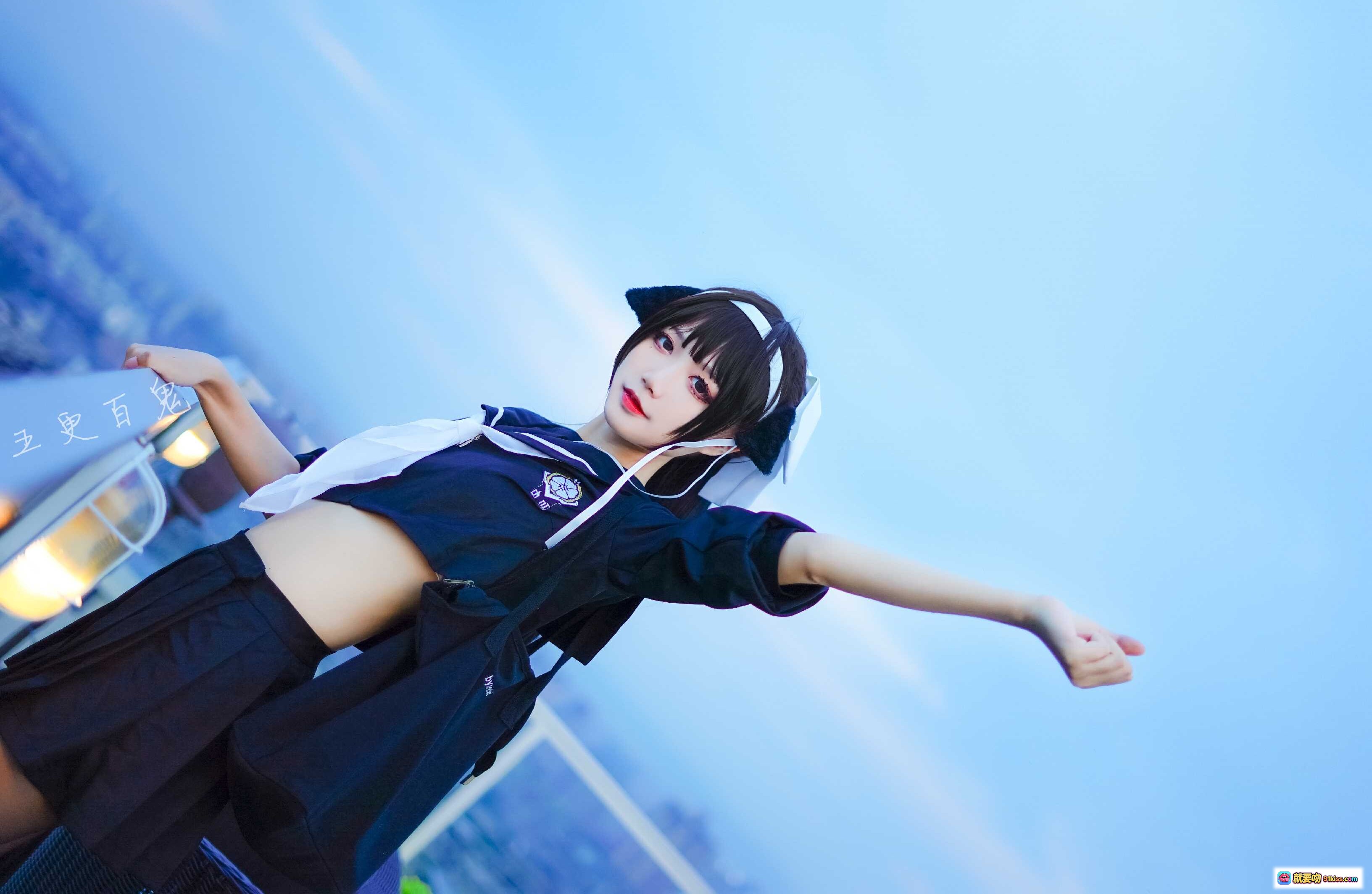 图片[6] - 五更百鬼NO.002碧蓝航线高雄黑装 Cosplay夜景 rooftop氛围感写真 14P高清图包 - 就要吻