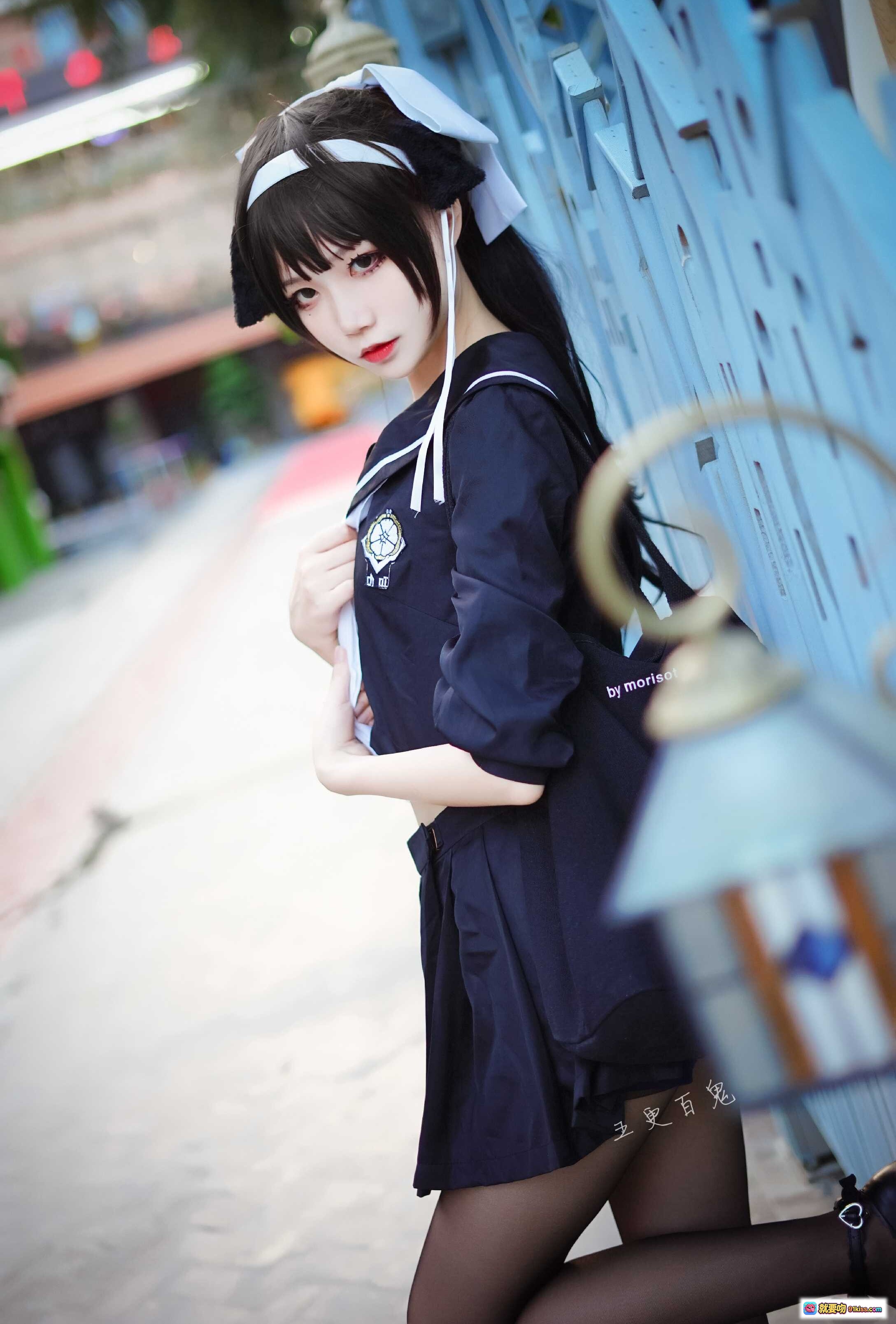 图片[5] - 五更百鬼NO.002碧蓝航线高雄黑装 Cosplay夜景 rooftop氛围感写真 14P高清图包 - 就要吻