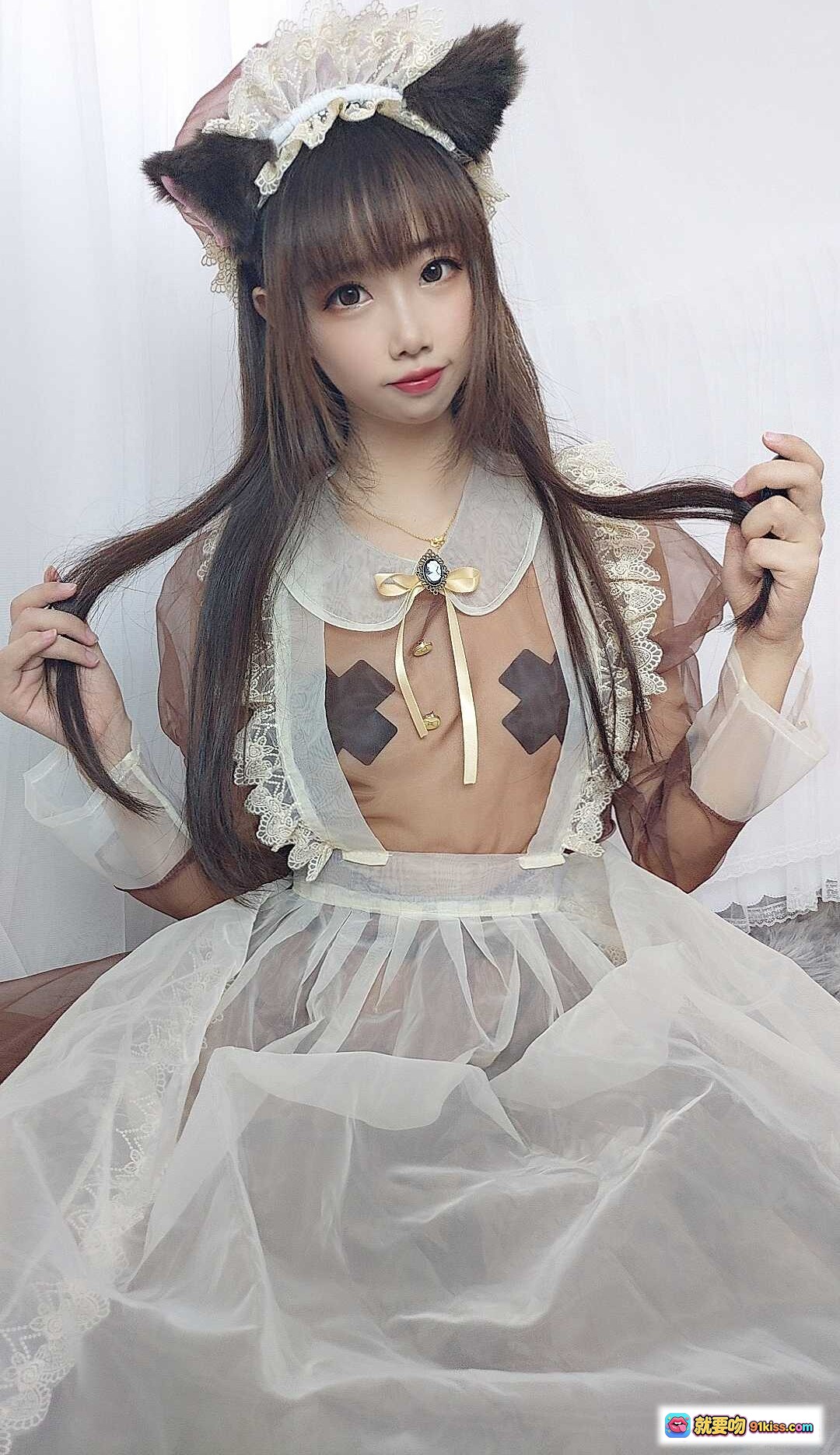 图片[7] - 雪琪SAMA NO.030 透明女仆装蕾丝猫耳写真 甜美性感私房摄影43P - 就要吻