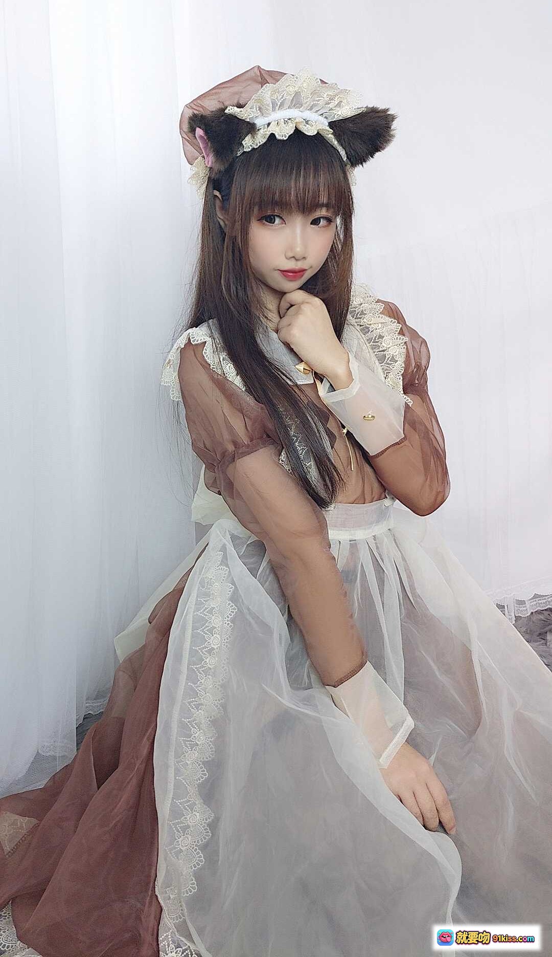 图片[1] - 雪琪SAMA NO.030 透明女仆装蕾丝猫耳写真 甜美性感私房摄影43P - 就要吻