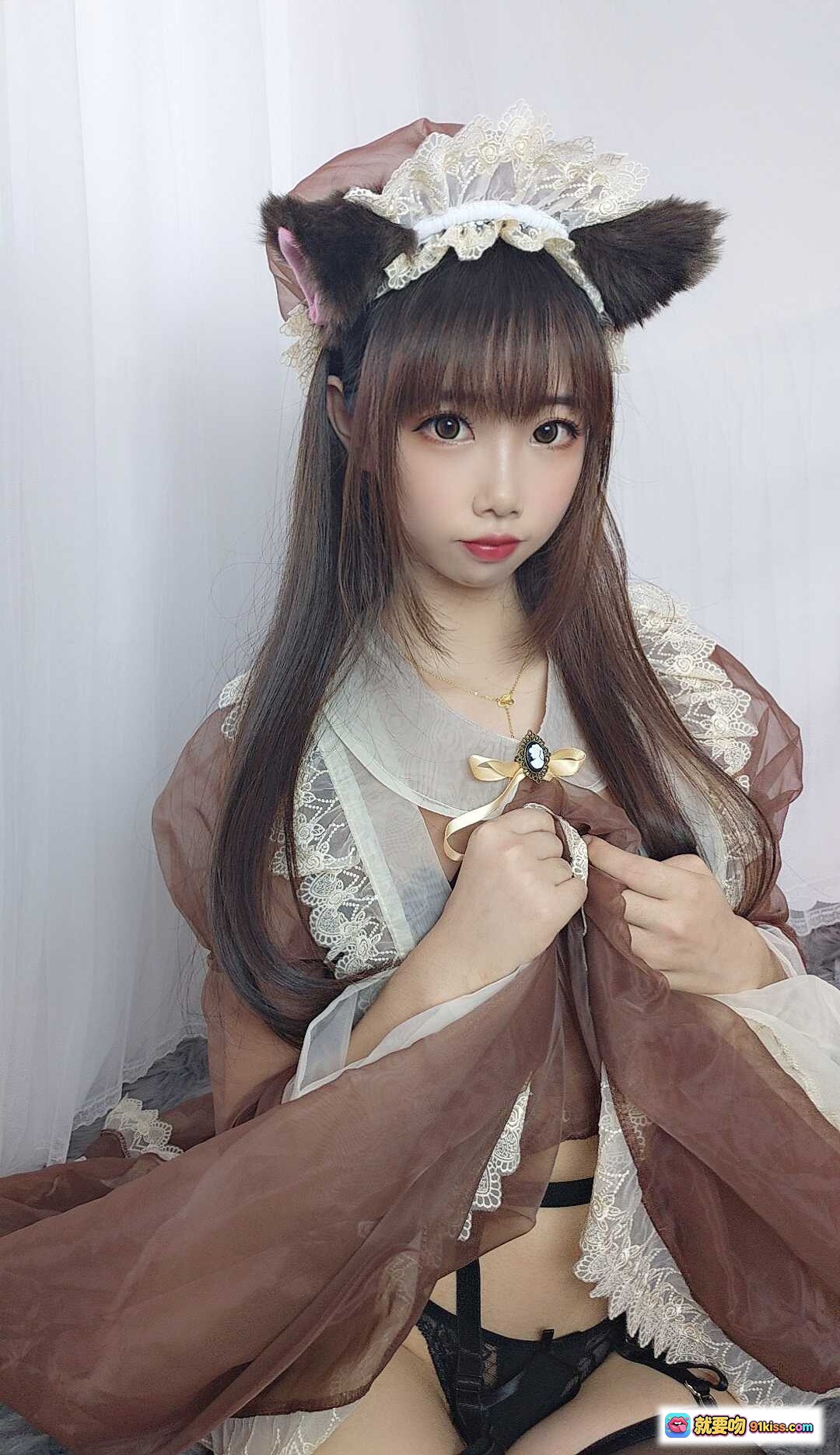 图片[9] - 雪琪SAMA NO.030 透明女仆装蕾丝猫耳写真 甜美性感私房摄影43P - 就要吻