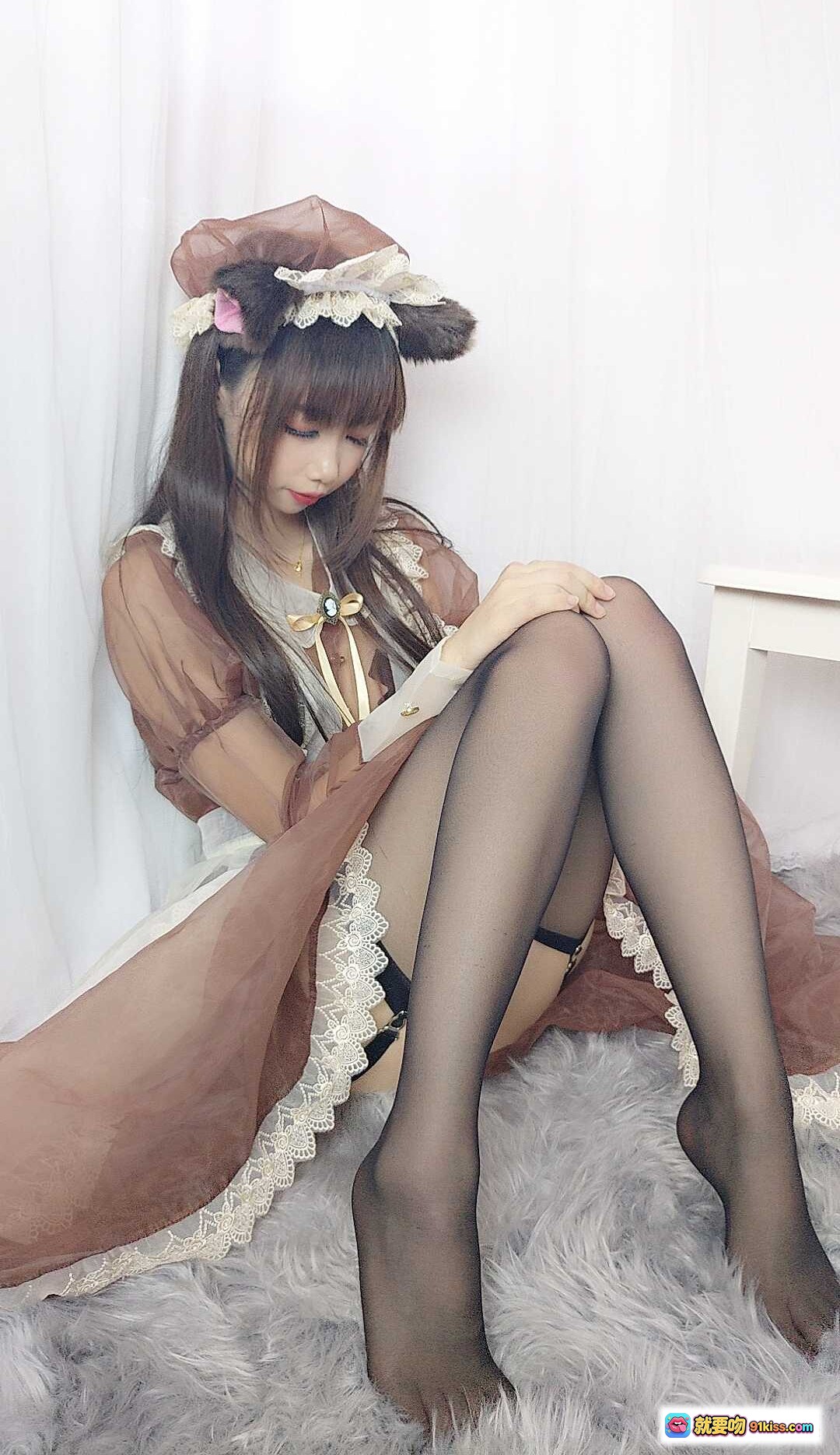 图片[10] - 雪琪SAMA NO.030 透明女仆装蕾丝猫耳写真 甜美性感私房摄影43P - 就要吻