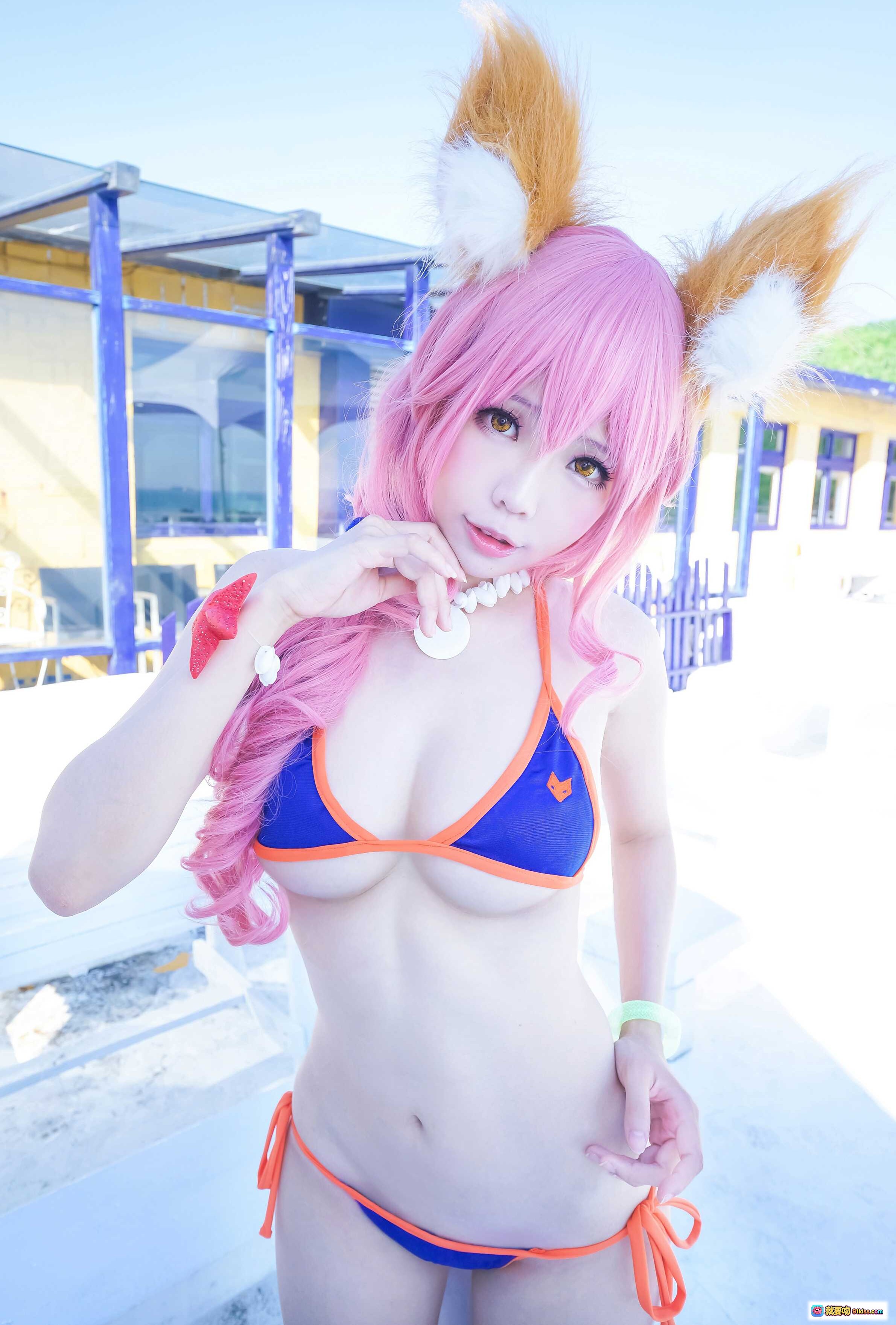 图片[3] - ElyEE子NO.015泳装cosplay粉色长发狐狸耳比基尼海边泳池写真美少女角色扮演夏日风情 - 就要吻