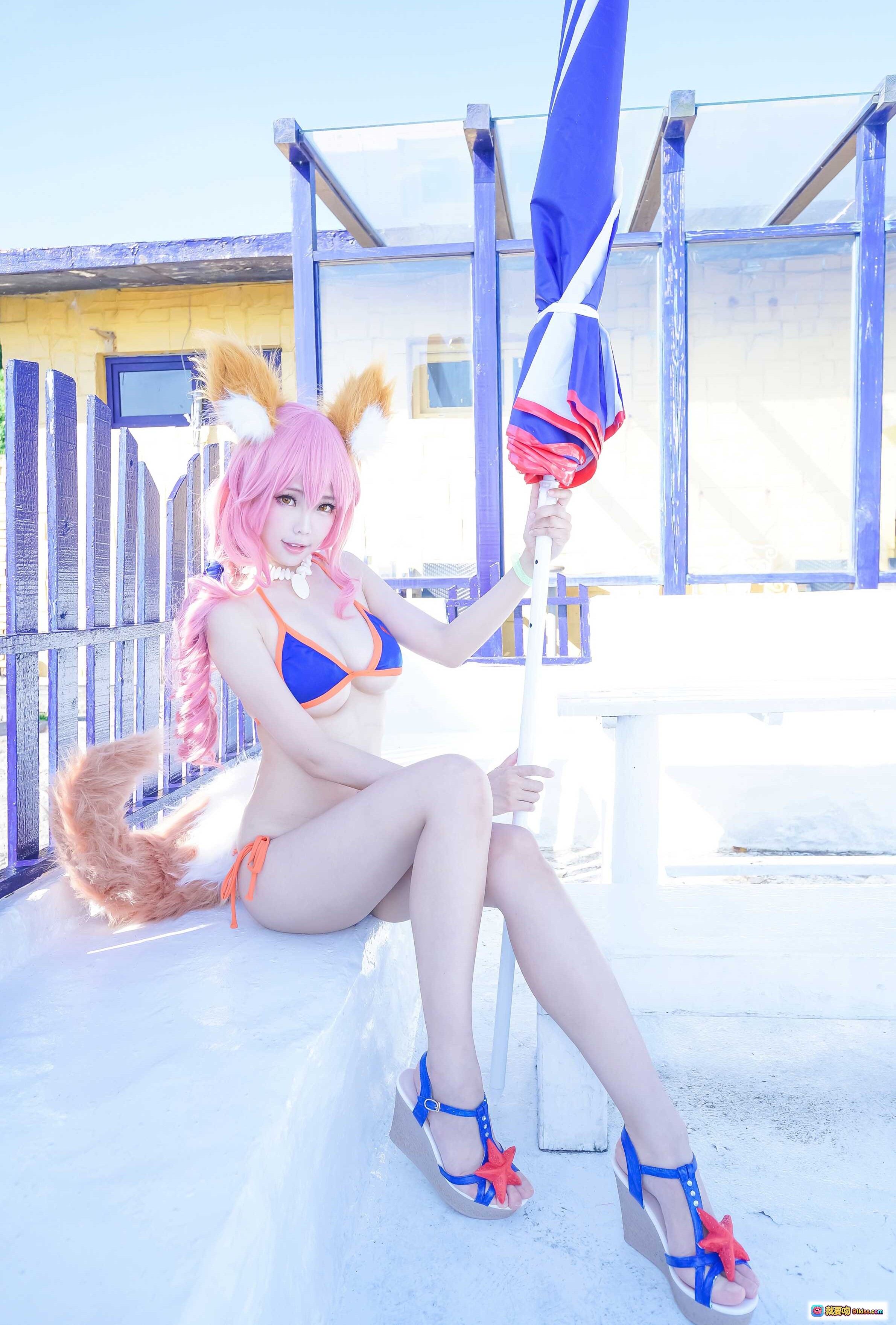 图片[5] - ElyEE子NO.015泳装cosplay粉色长发狐狸耳比基尼海边泳池写真美少女角色扮演夏日风情 - 就要吻