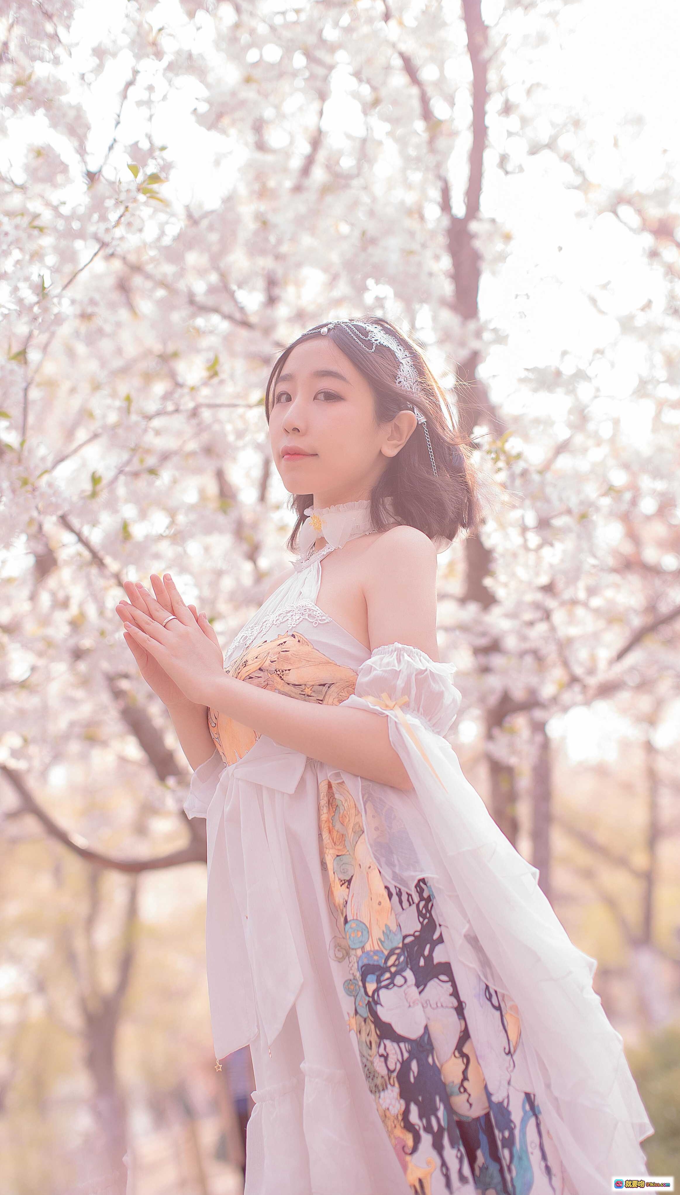 图片[6] - 穆零Mu0 NO.13 樱花季少女写真｜蕾丝头饰+白色洛丽塔裙+春日樱花背景｜甜美清新风格 - 就要吻