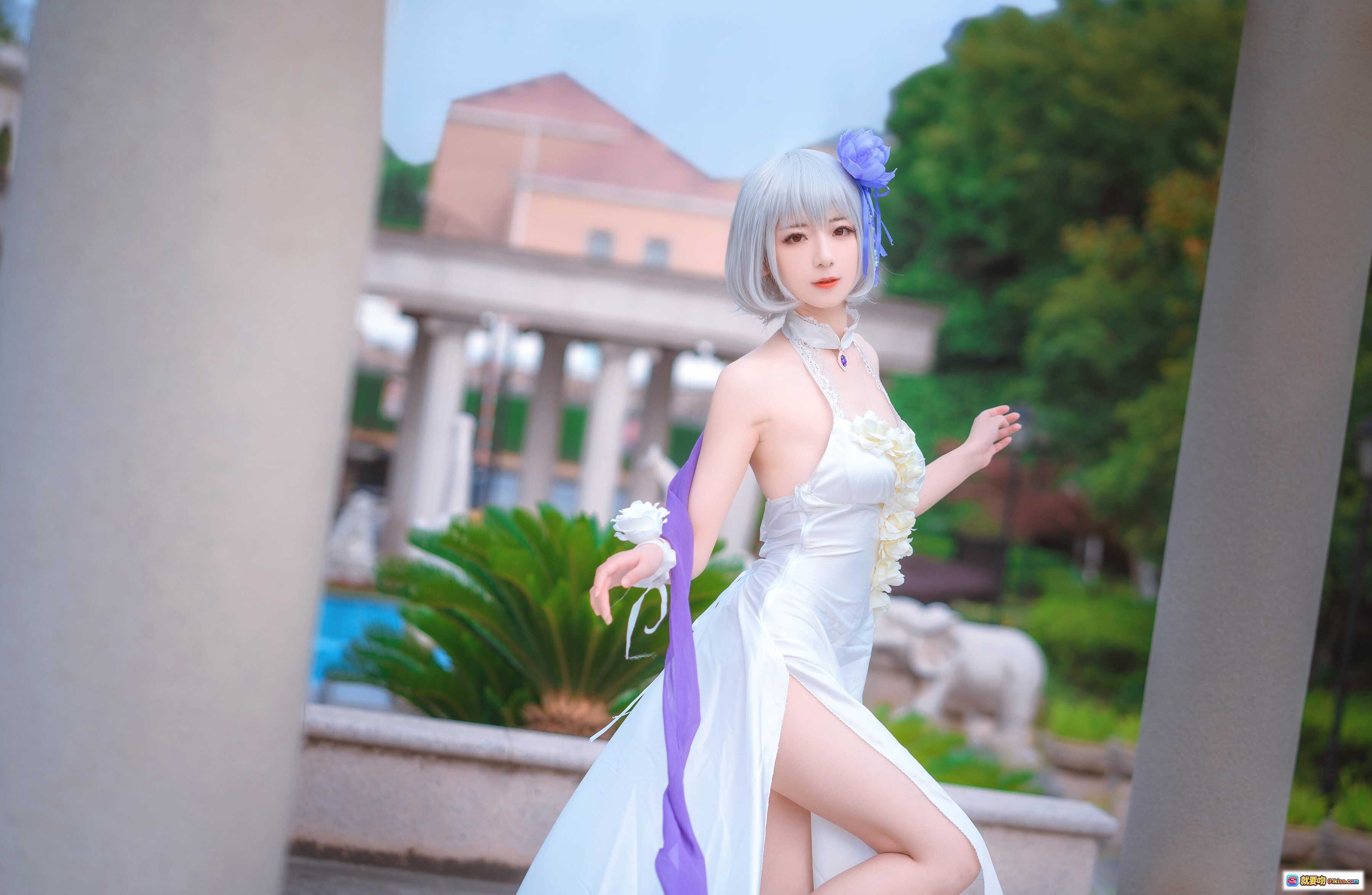 图片[2] - 676507弥音音NO.026天狼星纯白蔷薇cos写真·白发紫饰少女泳装美腿特辑·8P高清图集 - 就要吻