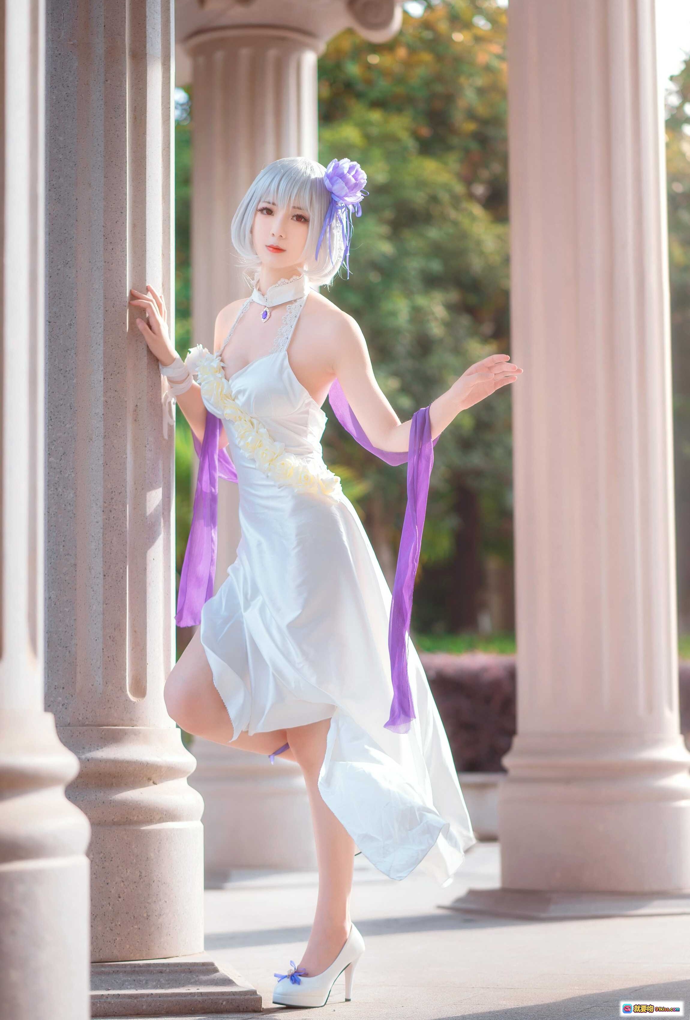 图片[4] - 676507弥音音NO.026天狼星纯白蔷薇cos写真·白发紫饰少女泳装美腿特辑·8P高清图集 - 就要吻