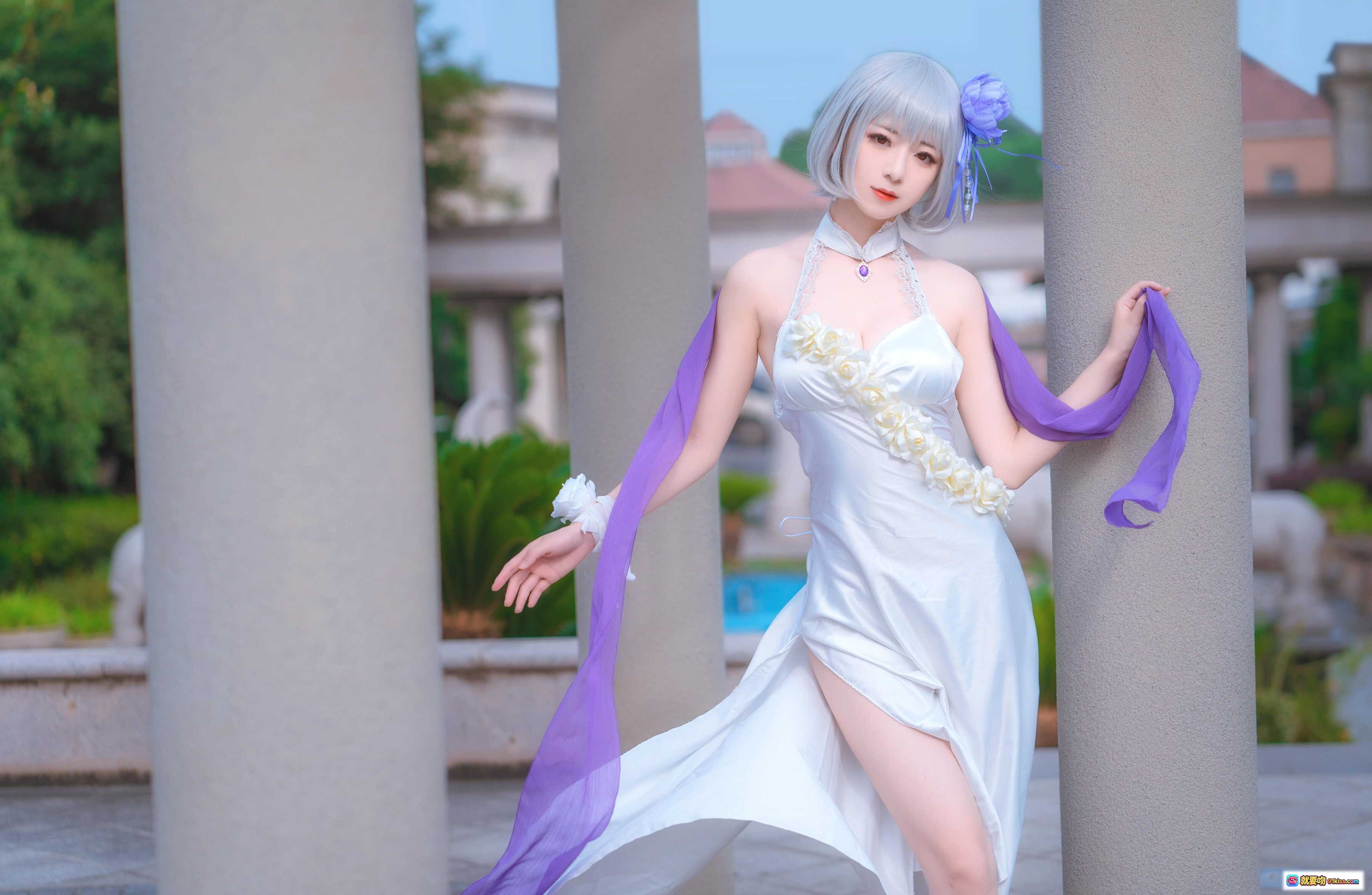 图片[6] - 676507弥音音NO.026天狼星纯白蔷薇cos写真·白发紫饰少女泳装美腿特辑·8P高清图集 - 就要吻