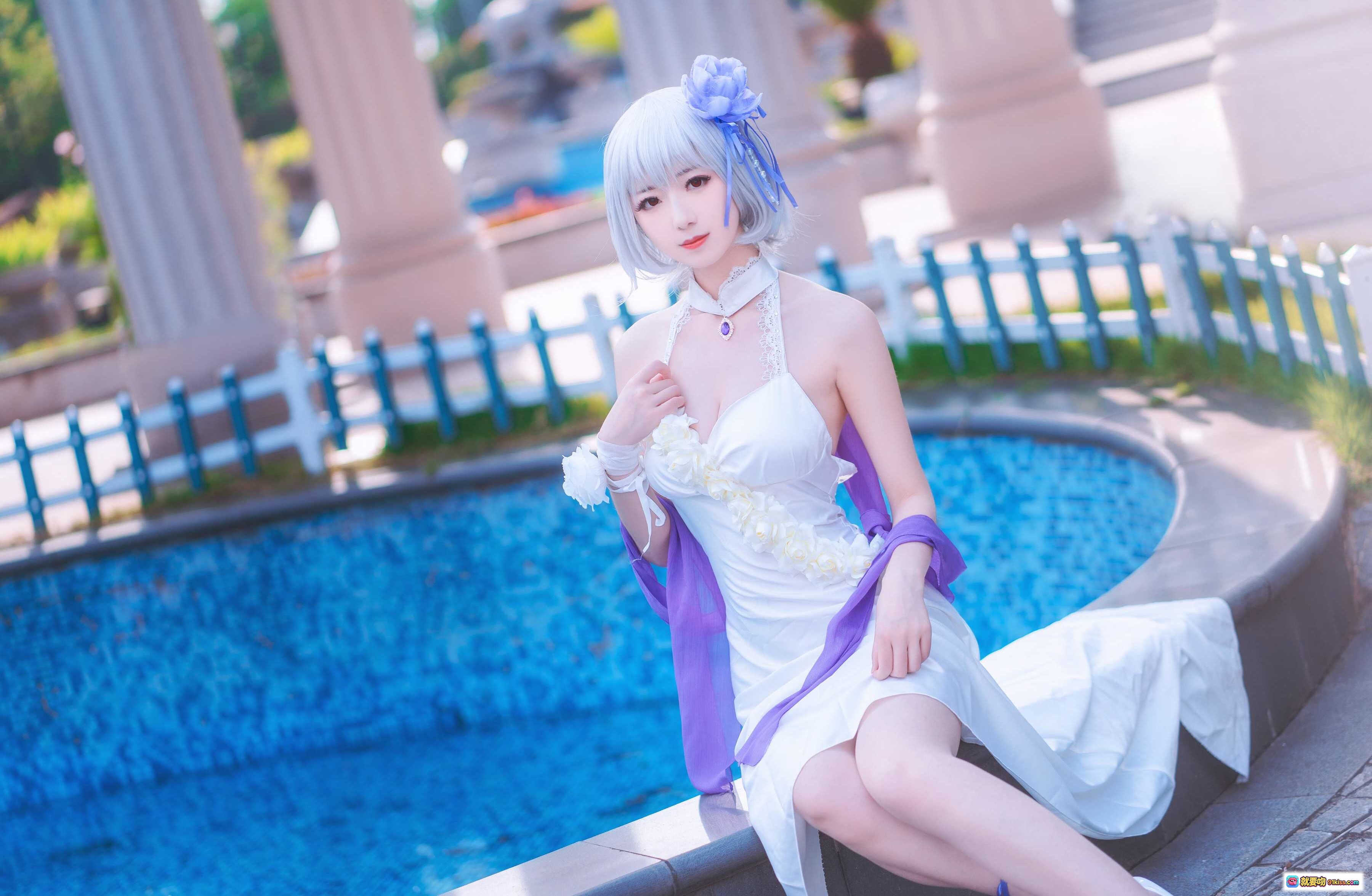 图片[7] - 676507弥音音NO.026天狼星纯白蔷薇cos写真·白发紫饰少女泳装美腿特辑·8P高清图集 - 就要吻