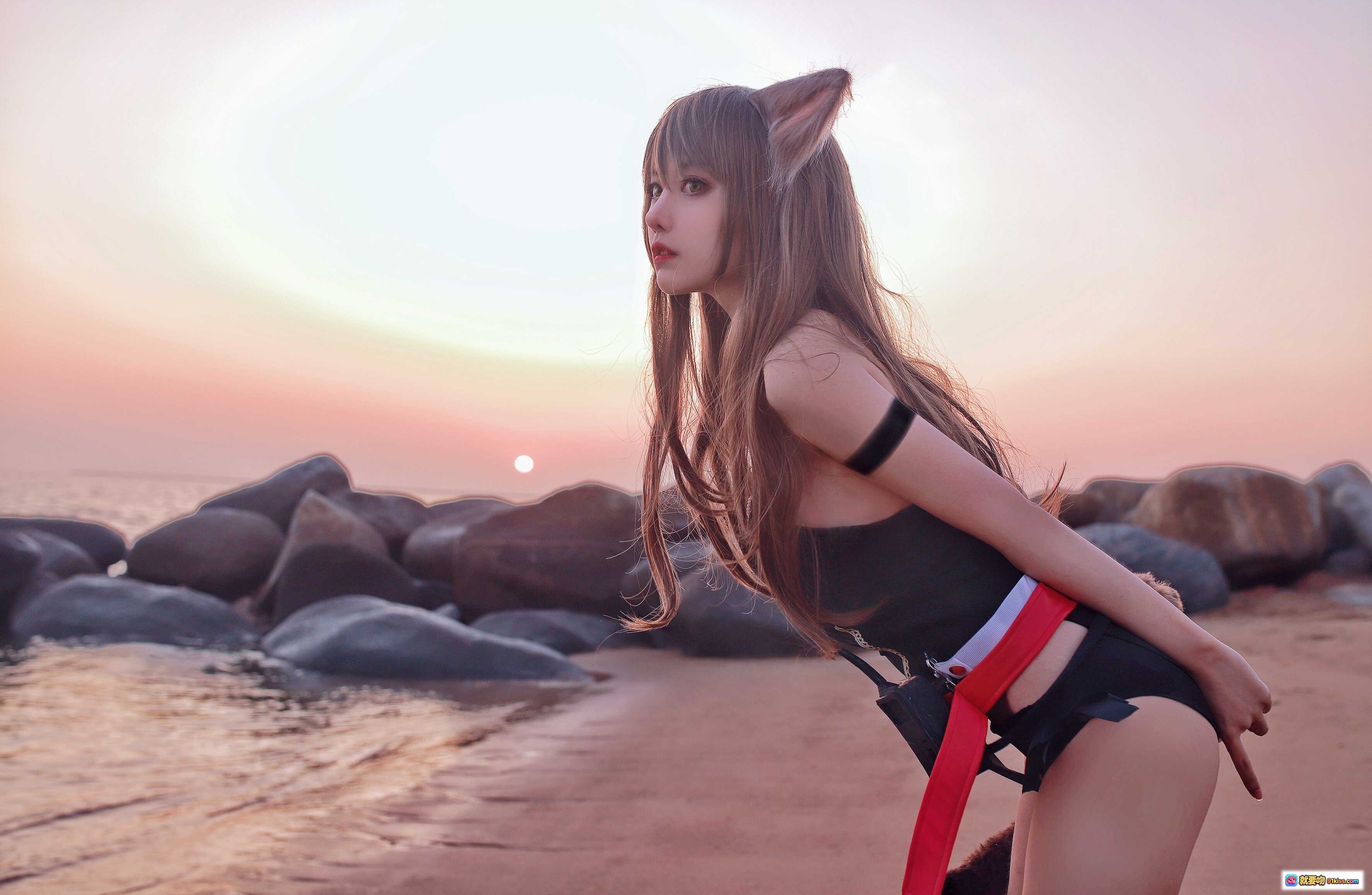 图片[7] - Shika小鹿鹿NO.054天火泳装写真｜猫耳少女海边岩石日落美景22P高清图集 - 就要吻