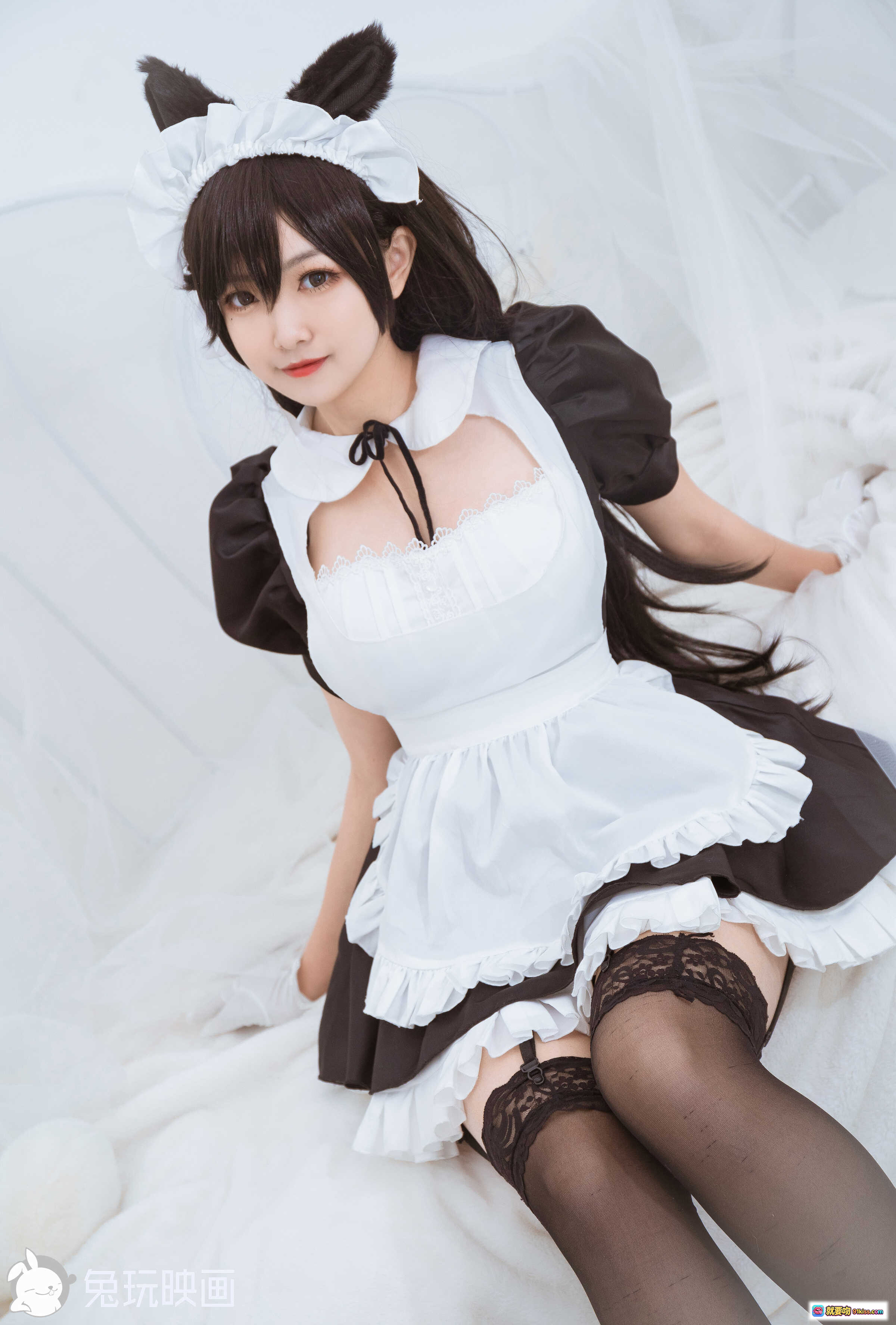 图片[5] - lovely呆玄NO.008兽耳女仆Cosplay写真 | 黑白女仆装+蕾丝长袜+兔耳发饰+高跟鞋 | 41P高清美图 - 就要吻