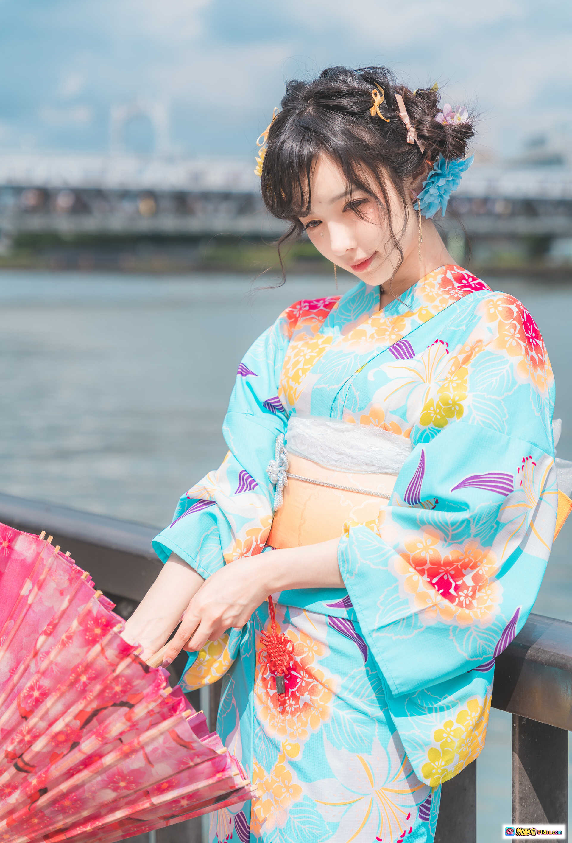 图片[7] - Shika小鹿鹿NO.078小鹿日和绘事空上册｜和风少女东京晴空塔写真｜彩色浴衣手持红伞｜日系唯美摄影20P - 就要吻