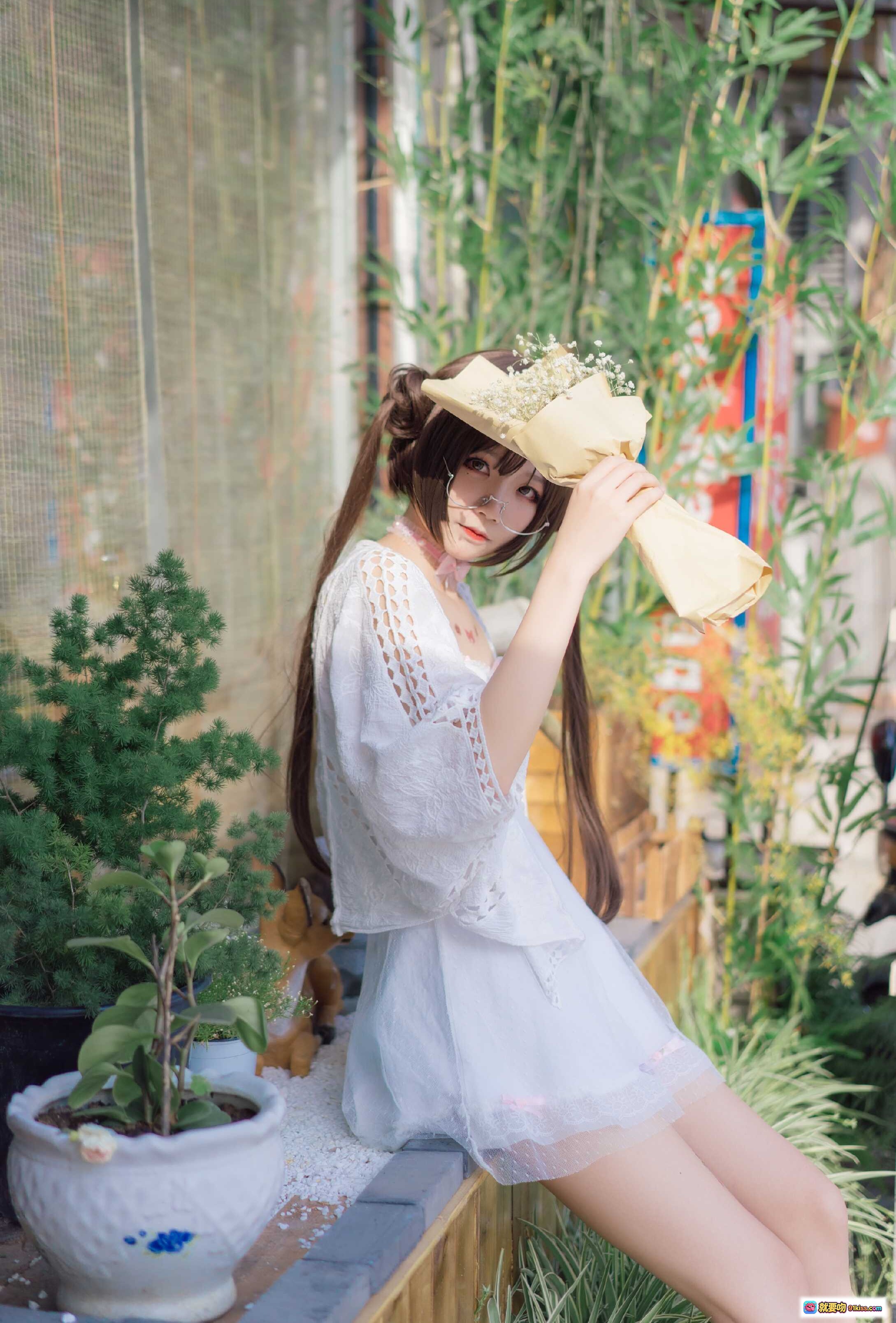 图片[10] - 五更百鬼NO.007日常双马尾少女 白裙蕾丝森系写真 奈良森林咖啡馆外拍清新风 - 就要吻