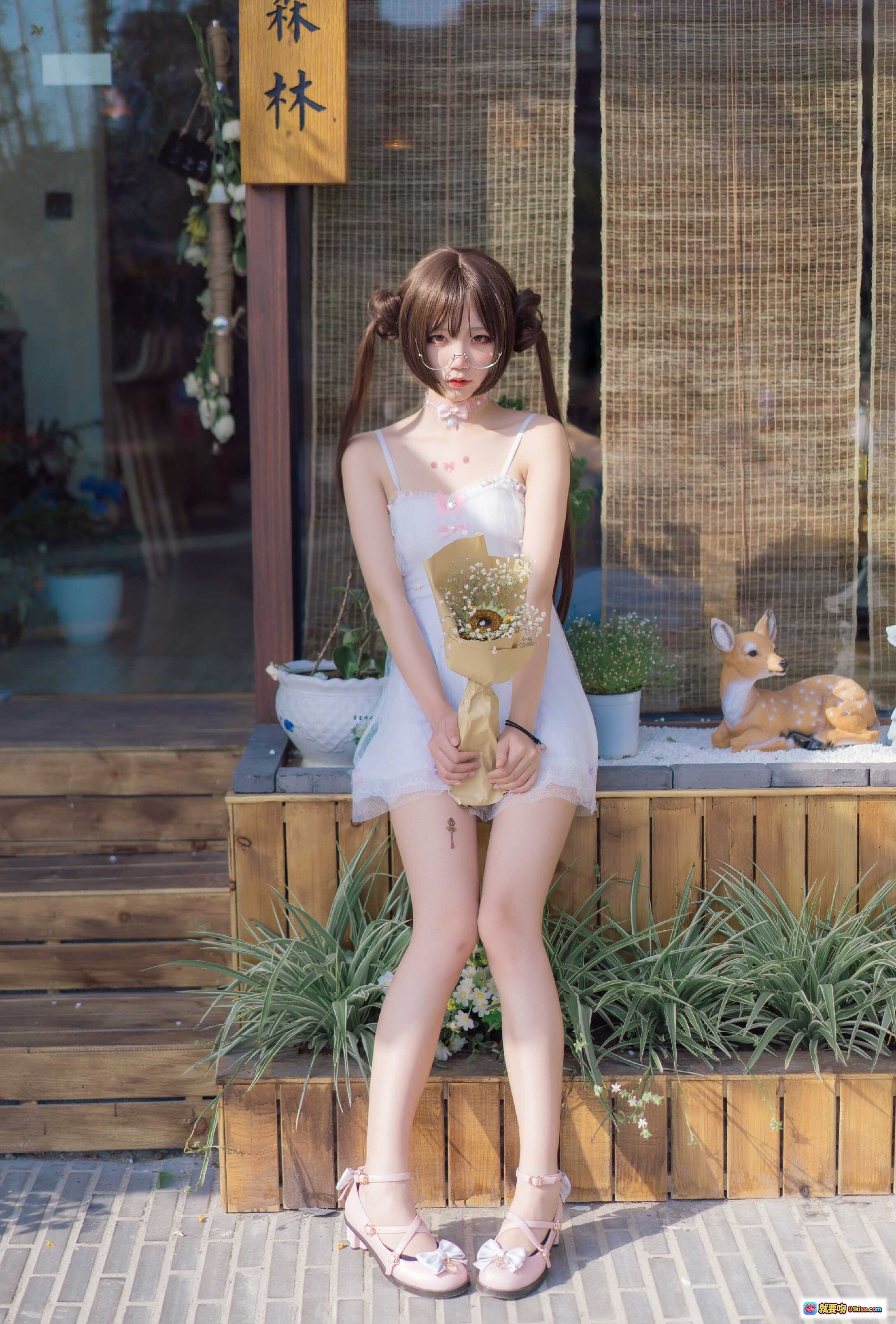 图片[9] - 五更百鬼NO.007日常双马尾少女 白裙蕾丝森系写真 奈良森林咖啡馆外拍清新风 - 就要吻