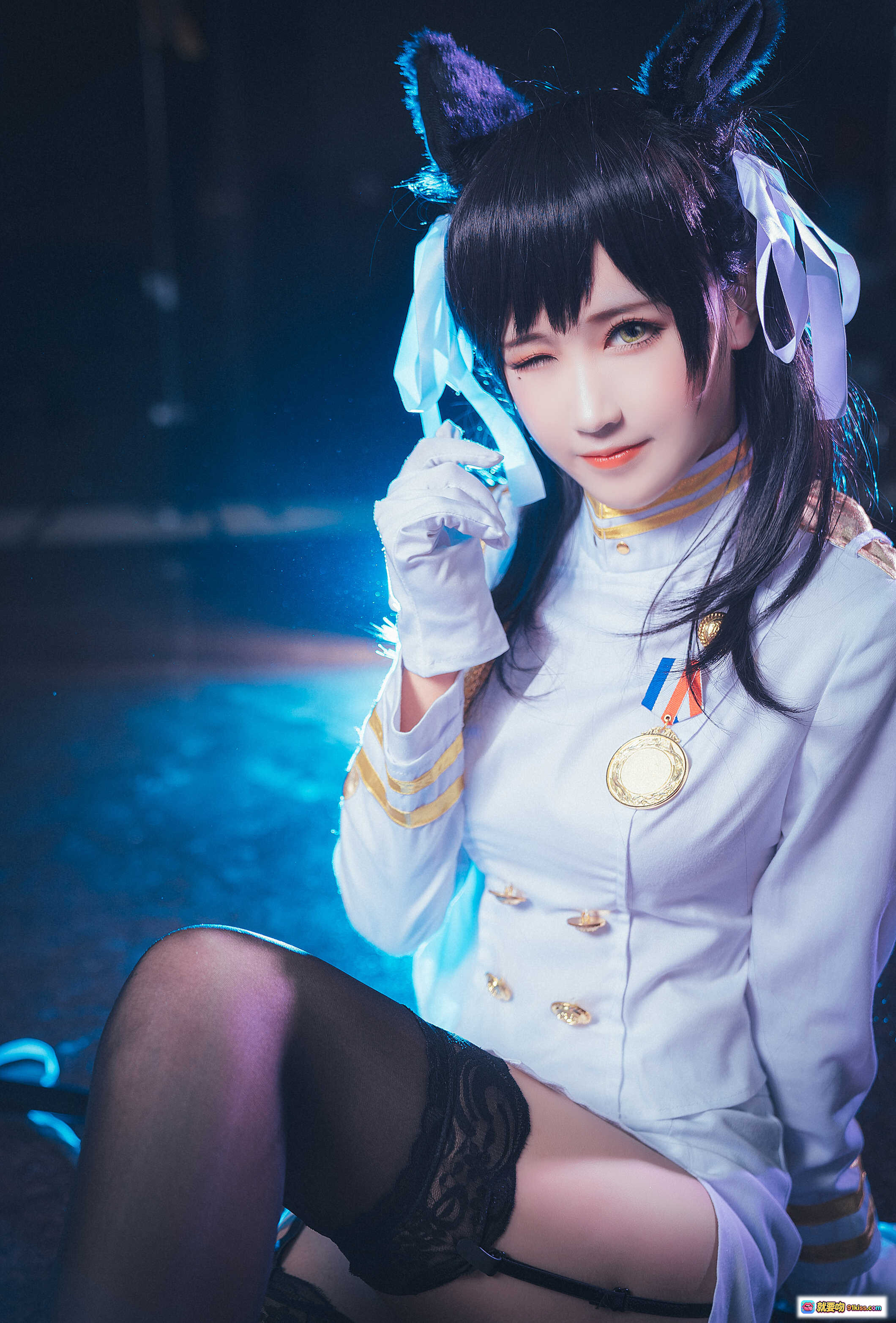 图片[9] - 碧蓝航线cosplay少女 猫耳黑发水手服 白色针织开衫 黑丝短裙 自拍写真 三度_69 NO.019 34P高清图集 - 就要吻