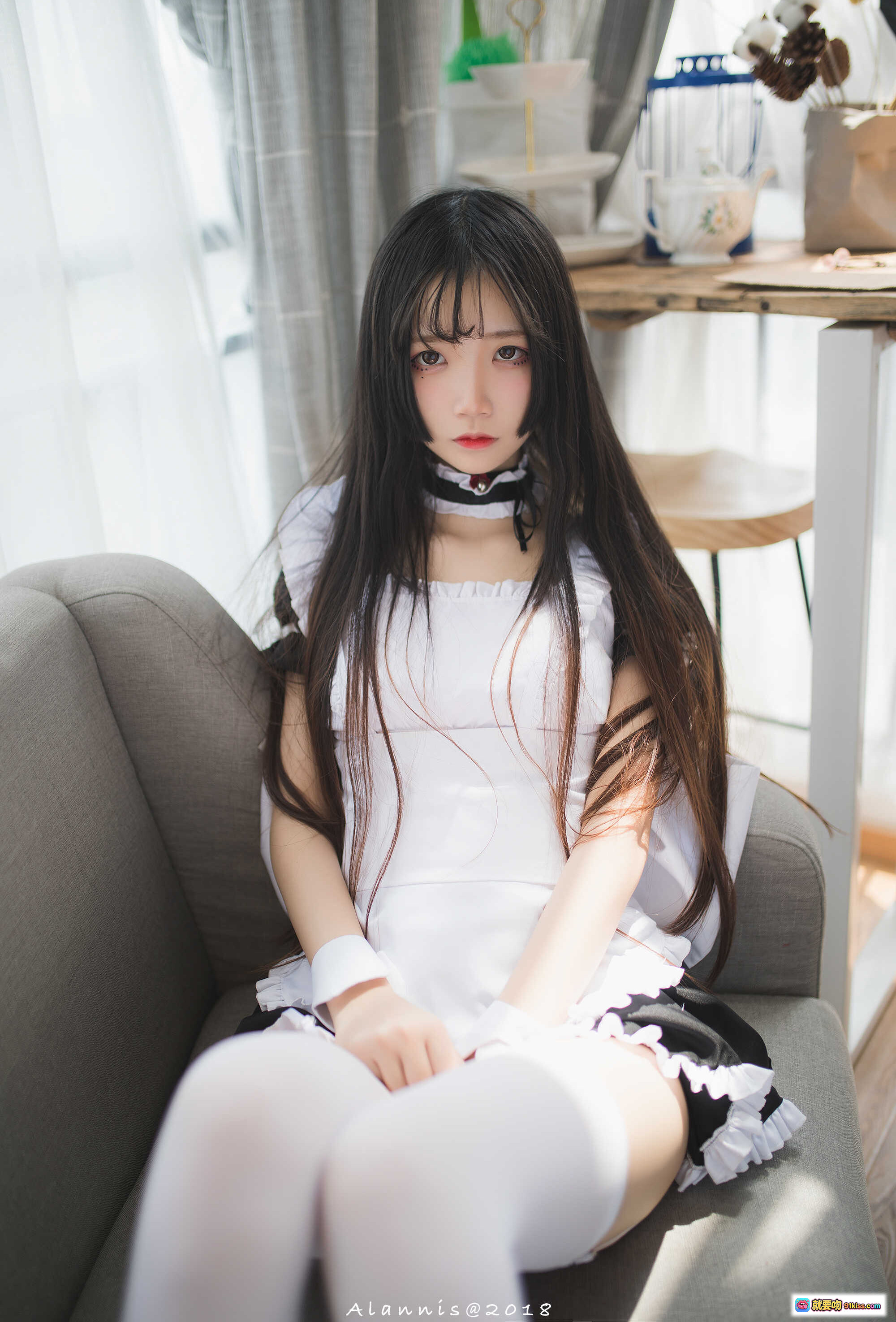 图片[4] - 五更百鬼_NO.018 女仆装白丝美腿蕾丝边写真 31P高清图集 2018年Alannis作品 - 就要吻