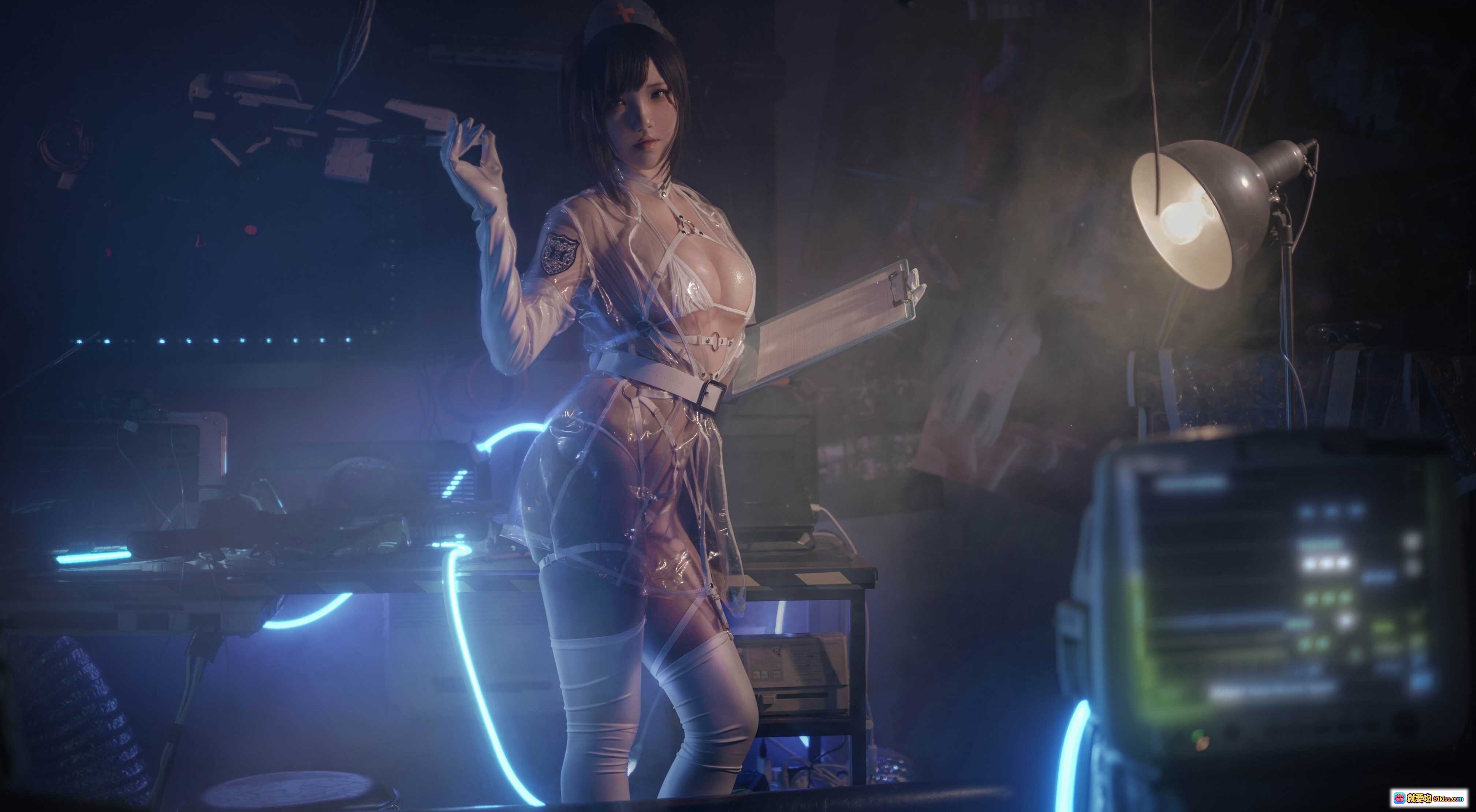 图片[7] - 阿薰kaOri NO.006 透明护士 cosplay 写真 | 赛博朋克风 医疗主题 霓虹灯光 暗黑科幻 24P高清图集 - 就要吻