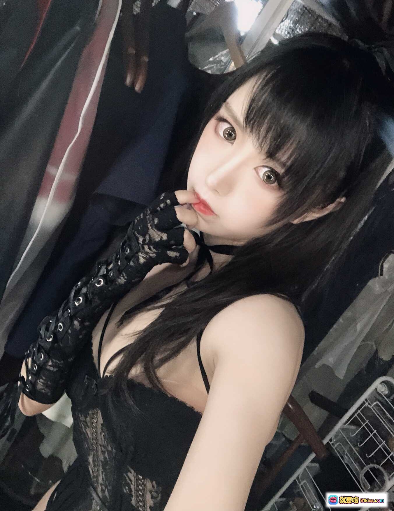 图片[3] - Shika小鹿鹿NO.057妄想天国自拍写真 黑色蕾丝吊带颈饰美少女私房照 12P高清图集 - 就要吻