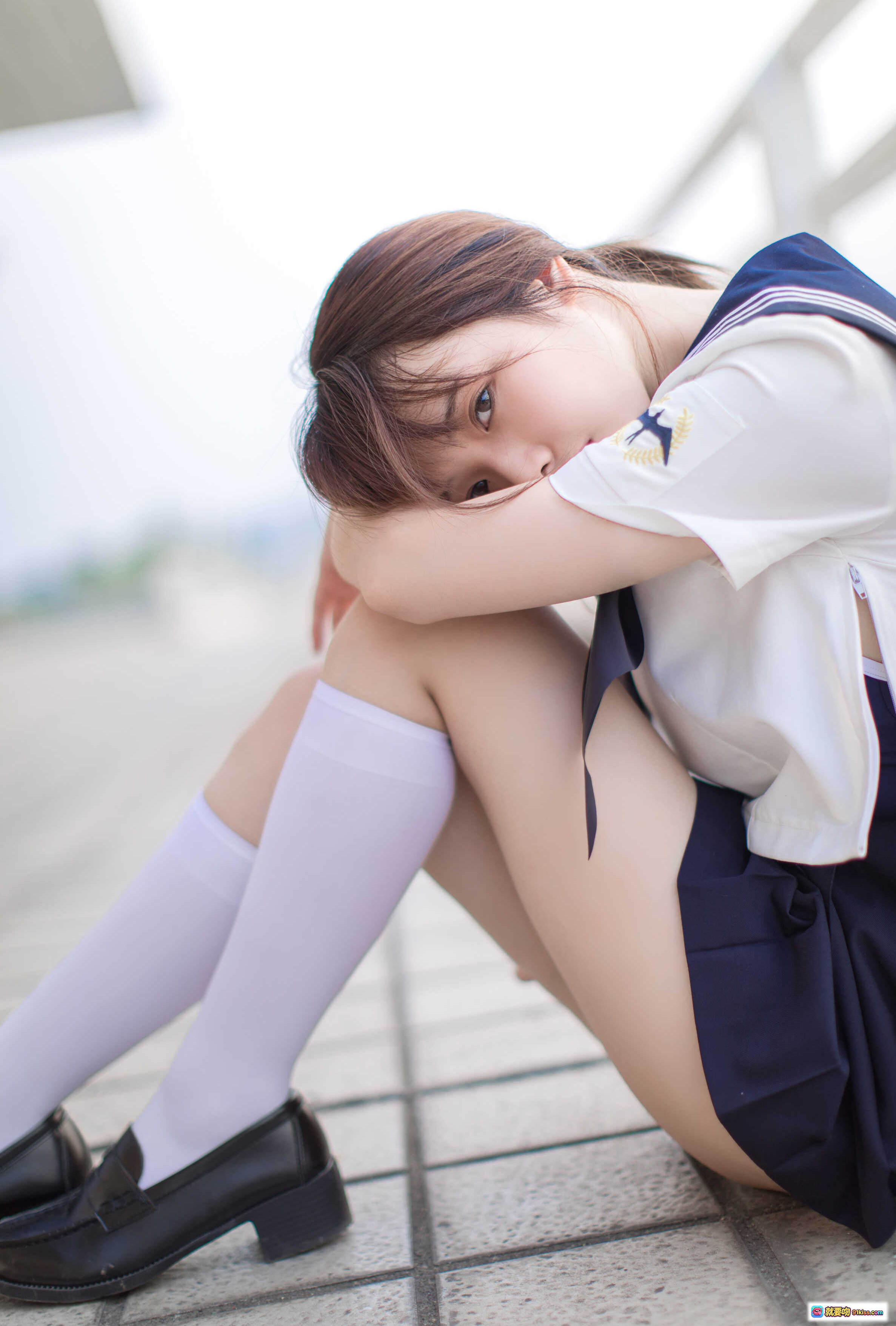 图片[4] - 雯妹不讲道理 NO.008 JK制服少女白袜黑鞋校园风写真20P高清图集 - 就要吻