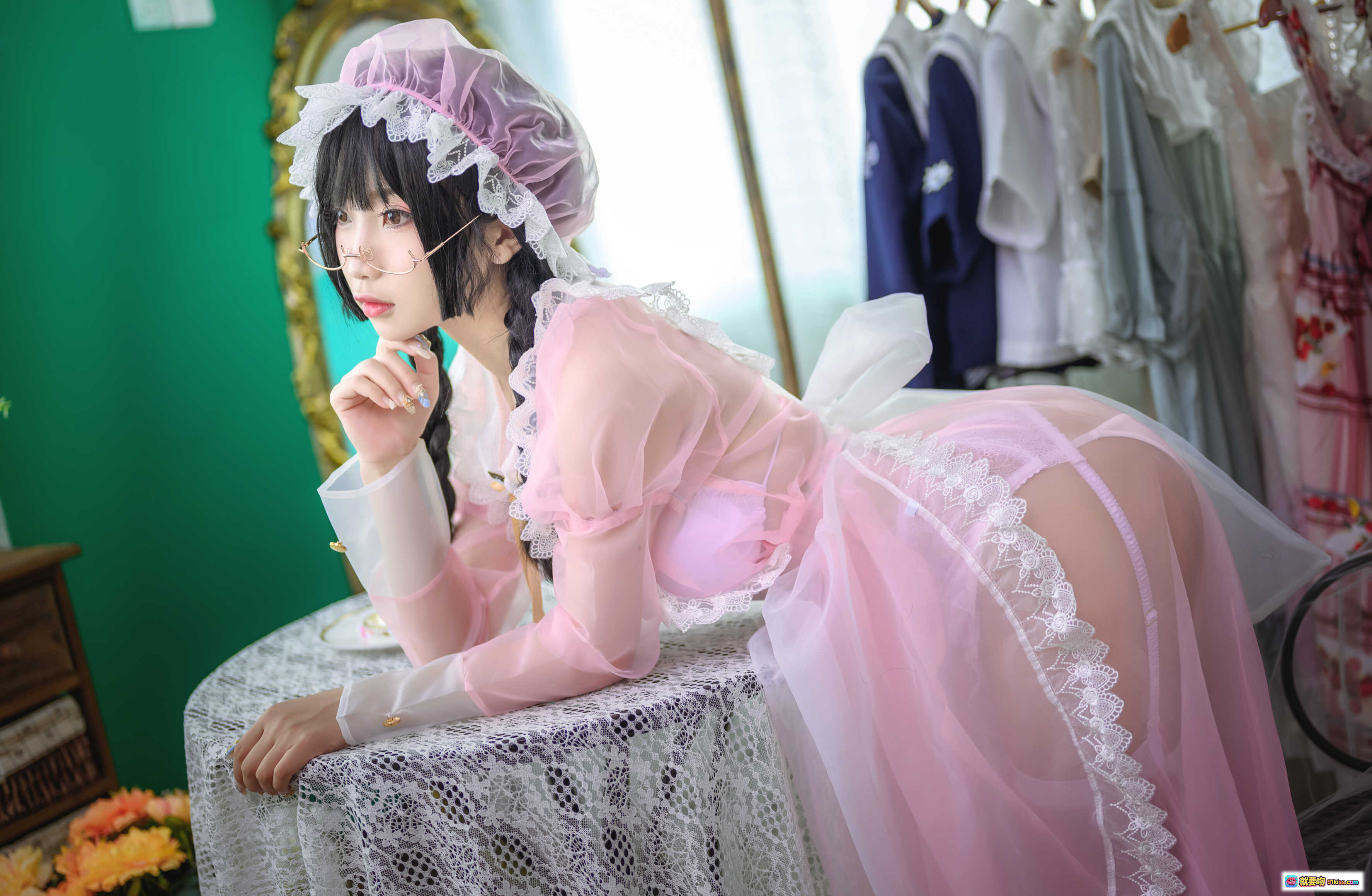 图片[5] - 鬼畜瑶NO.021透明女仆装写真 40P高清蕾丝透视粉白系性感私房美图 - 就要吻