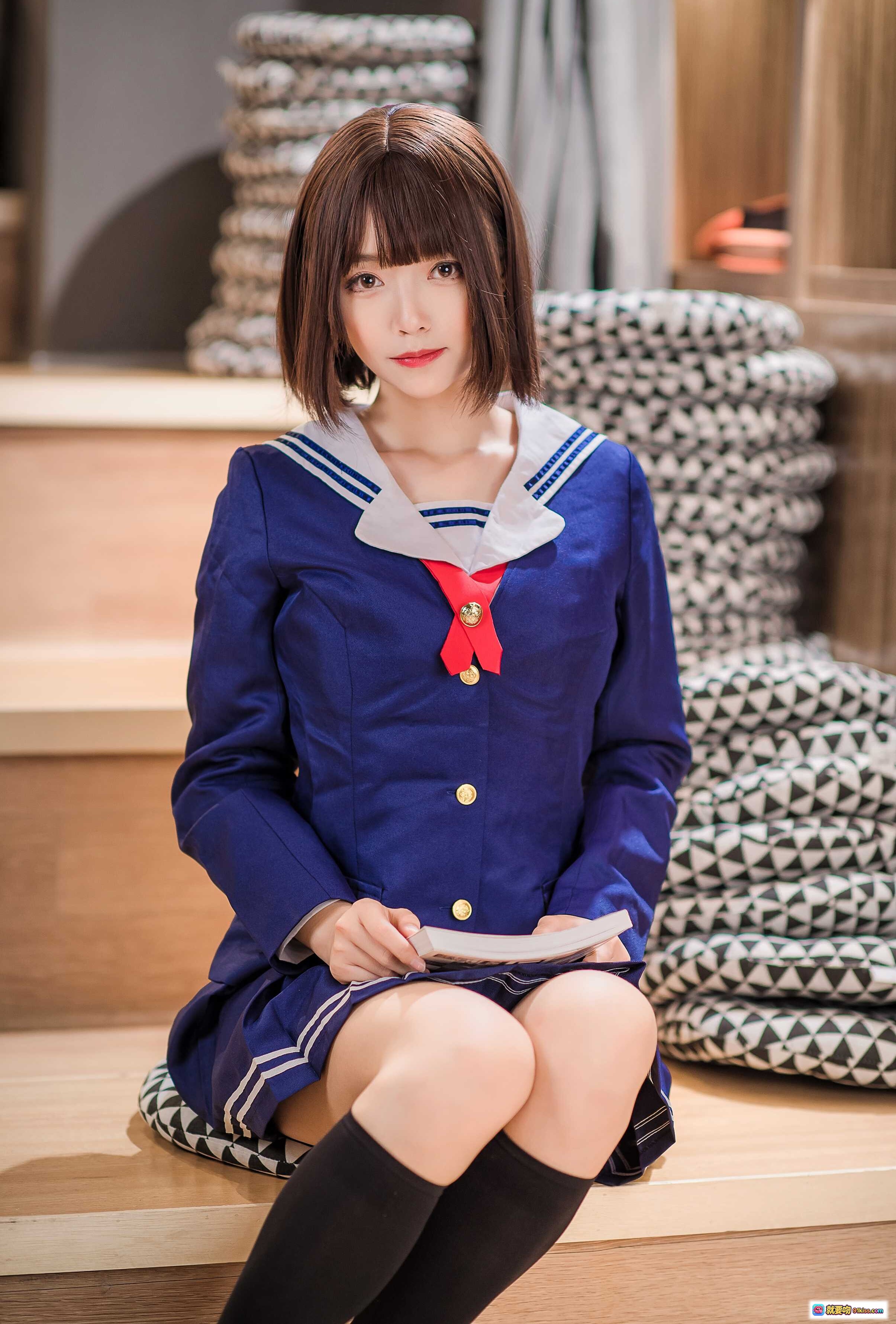 图片[4] - 加藤惠校服cosplay写真 | 蓝色水手服少女 | 短发齐刘海造型 | 日系校园风 | 高清19P图集 - 就要吻