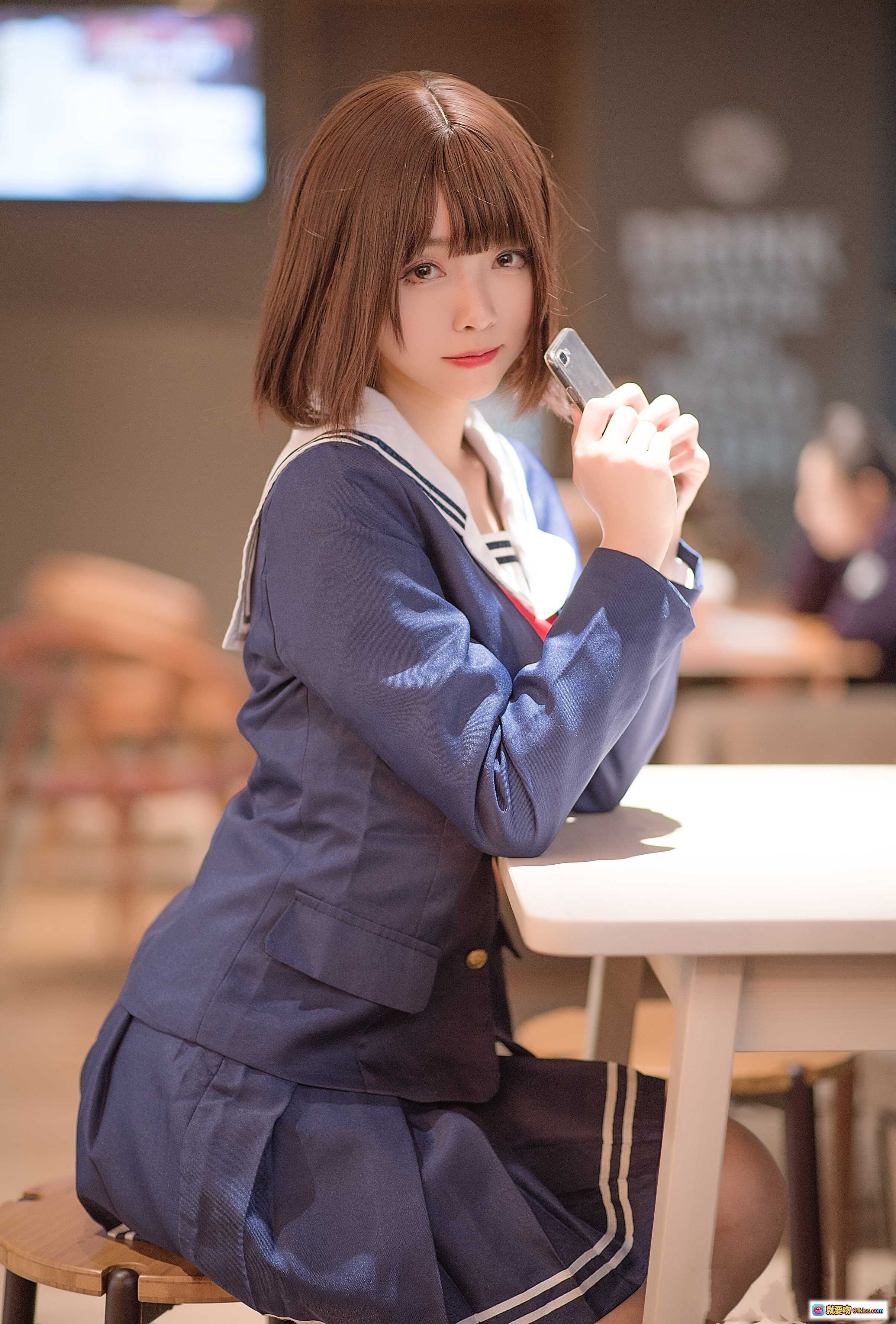 图片[9] - 加藤惠校服cosplay写真 | 蓝色水手服少女 | 短发齐刘海造型 | 日系校园风 | 高清19P图集 - 就要吻