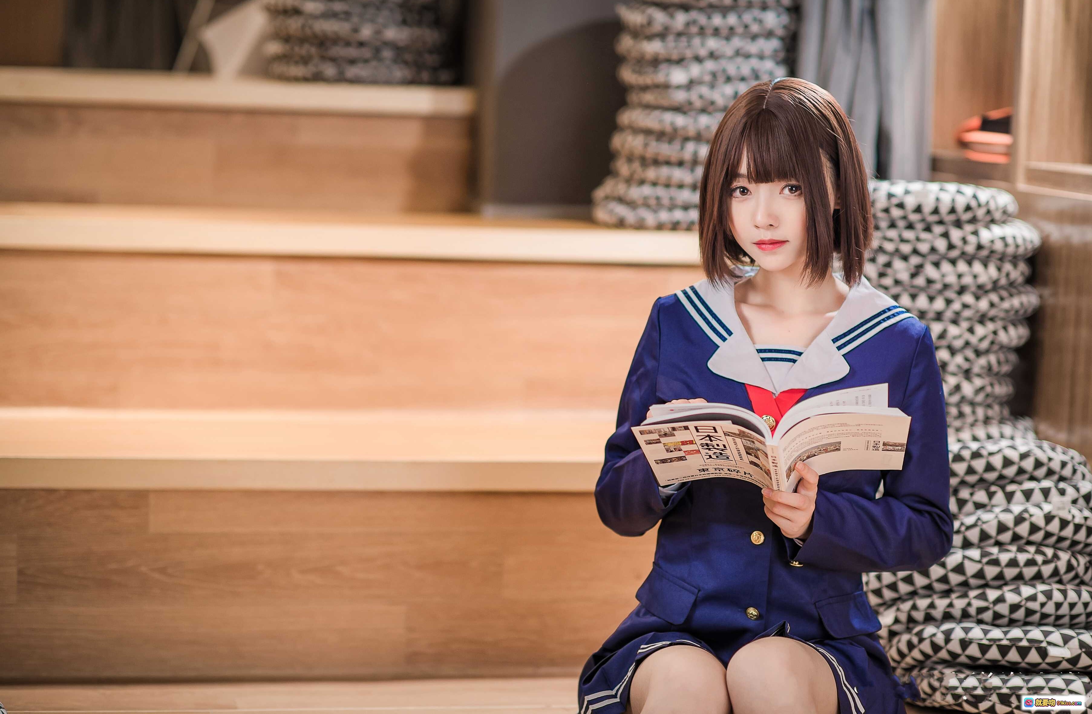 图片[7] - 加藤惠校服cosplay写真 | 蓝色水手服少女 | 短发齐刘海造型 | 日系校园风 | 高清19P图集 - 就要吻