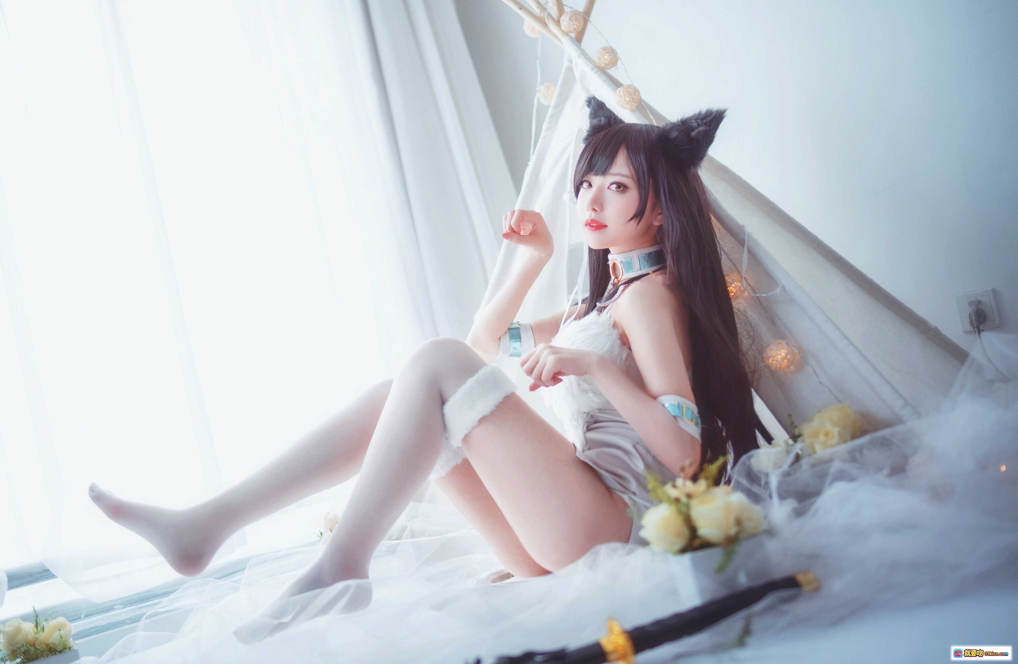 图片[8] - Shika小鹿鹿NO.008爱宕同人福利写真 猫耳天使装 白色梦幻帐篷 柔光窗景 30P高清图集 - 就要吻