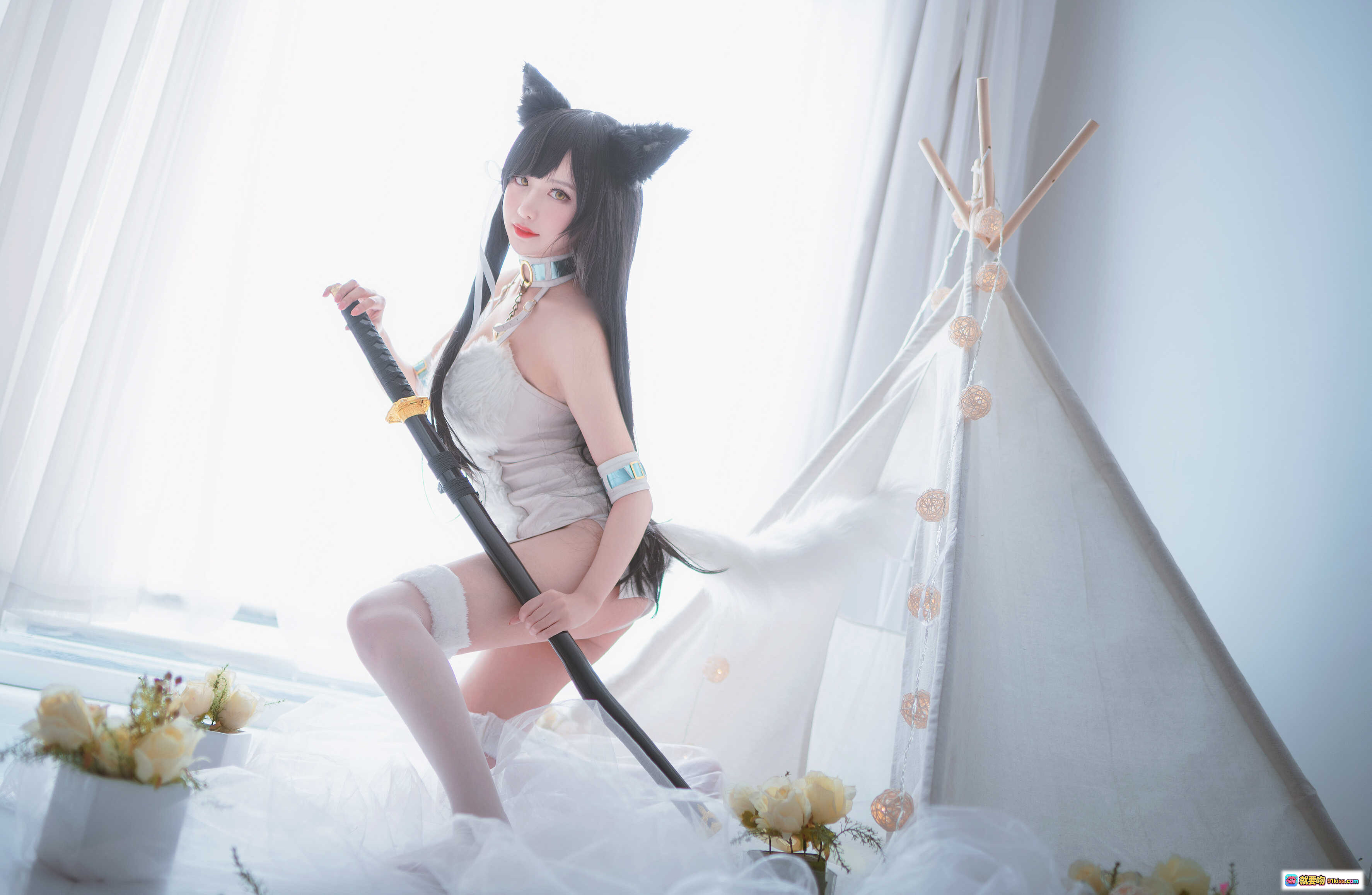 图片[6] - Shika小鹿鹿NO.008爱宕同人福利写真 猫耳天使装 白色梦幻帐篷 柔光窗景 30P高清图集 - 就要吻