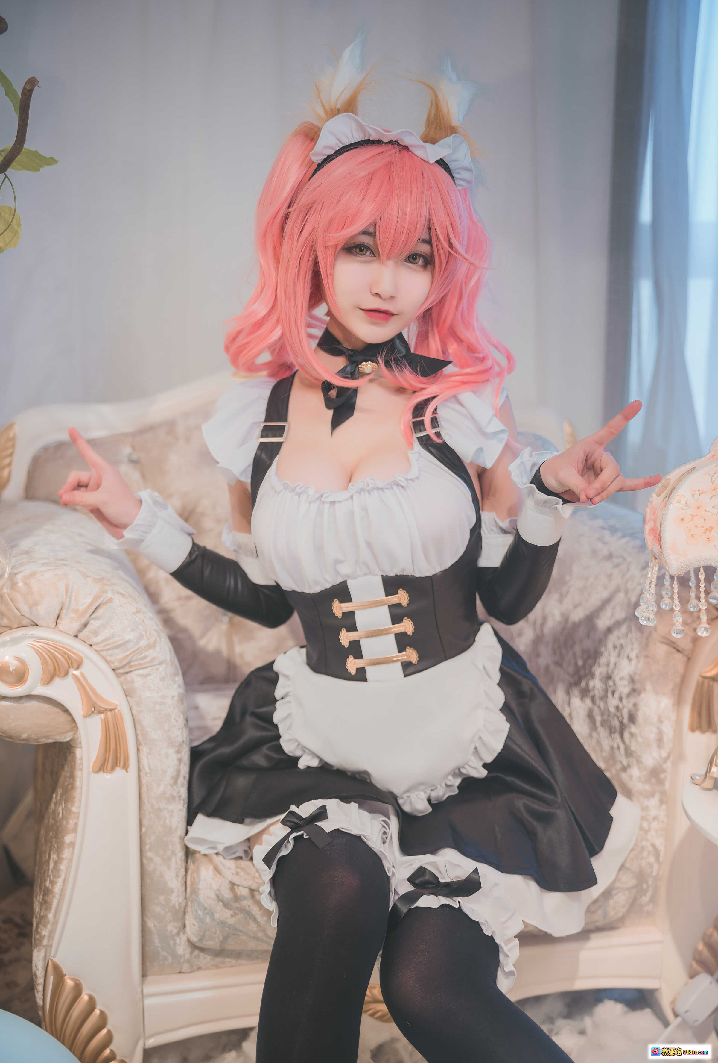 图片[8] - 玉藻前女仆cosplay粉发猫耳黑丝美腿写真集 铁板烧鬼舞w NO.015 29P高清图包 - 就要吻