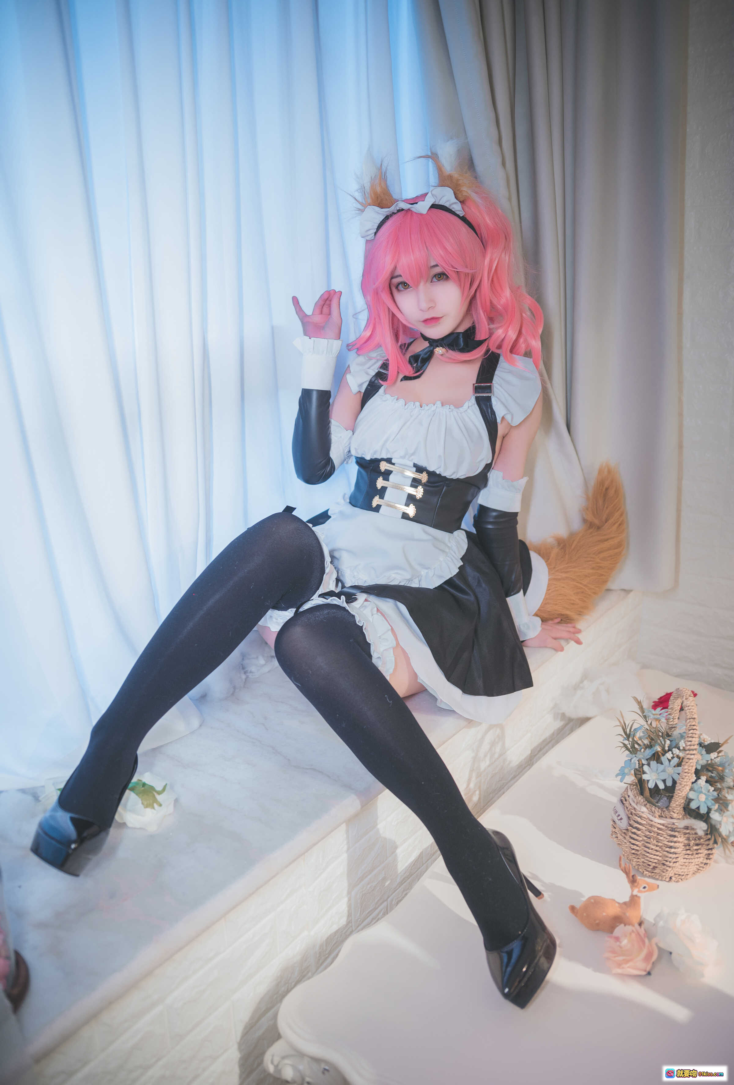 图片[7] - 玉藻前女仆cosplay粉发猫耳黑丝美腿写真集 铁板烧鬼舞w NO.015 29P高清图包 - 就要吻