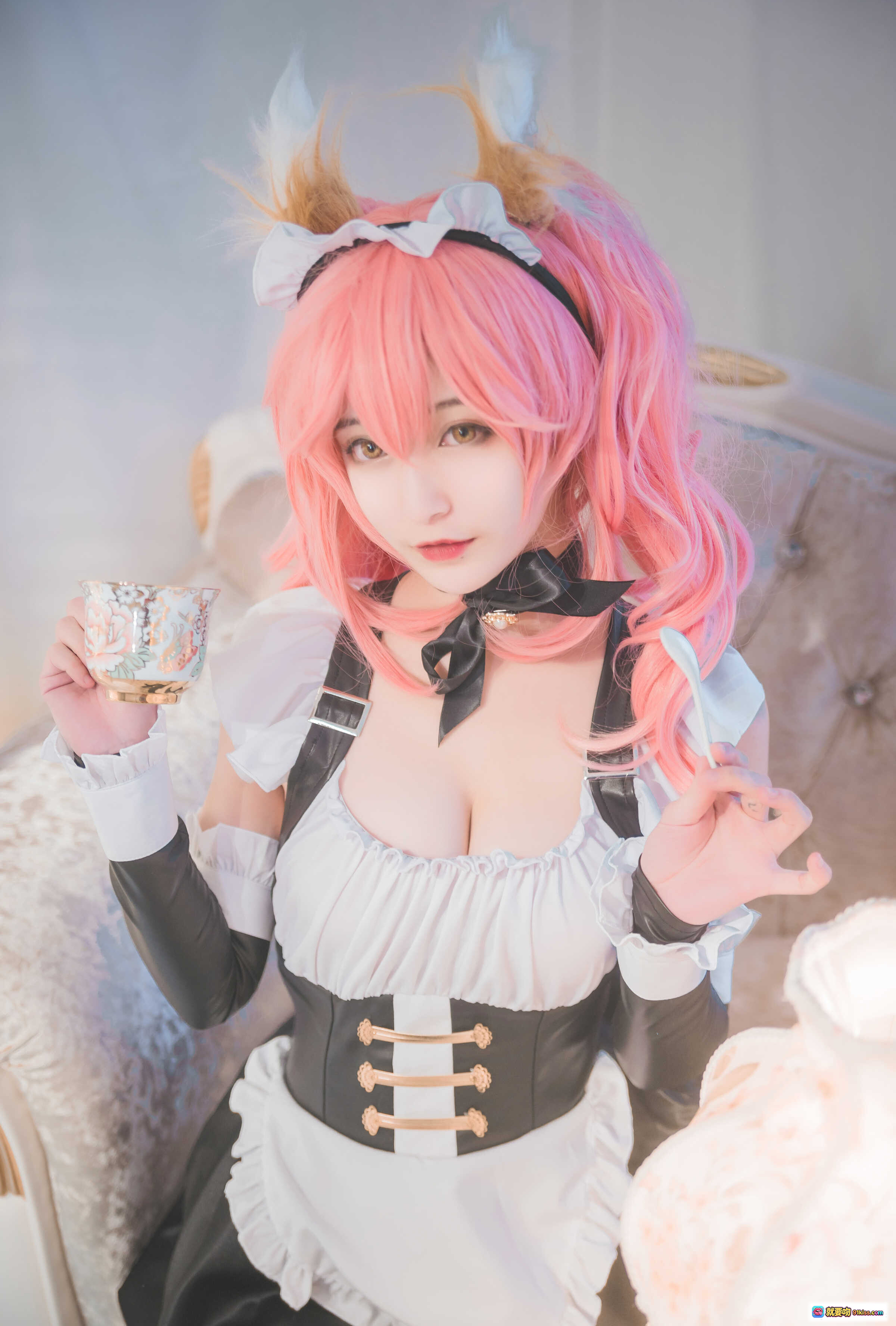 图片[10] - 玉藻前女仆cosplay粉发猫耳黑丝美腿写真集 铁板烧鬼舞w NO.015 29P高清图包 - 就要吻