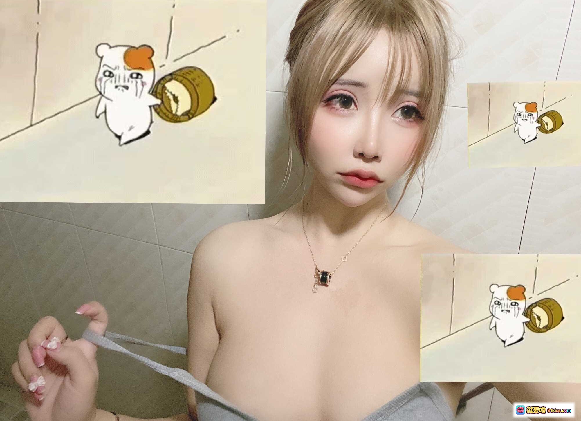 图片[6] - 抱走莫子A NO.034 自拍小尾巴 黑色蕾丝内衣 珍珠链装饰 粉色蝴蝶结 性感私房写真 71P高清图集 - 就要吻