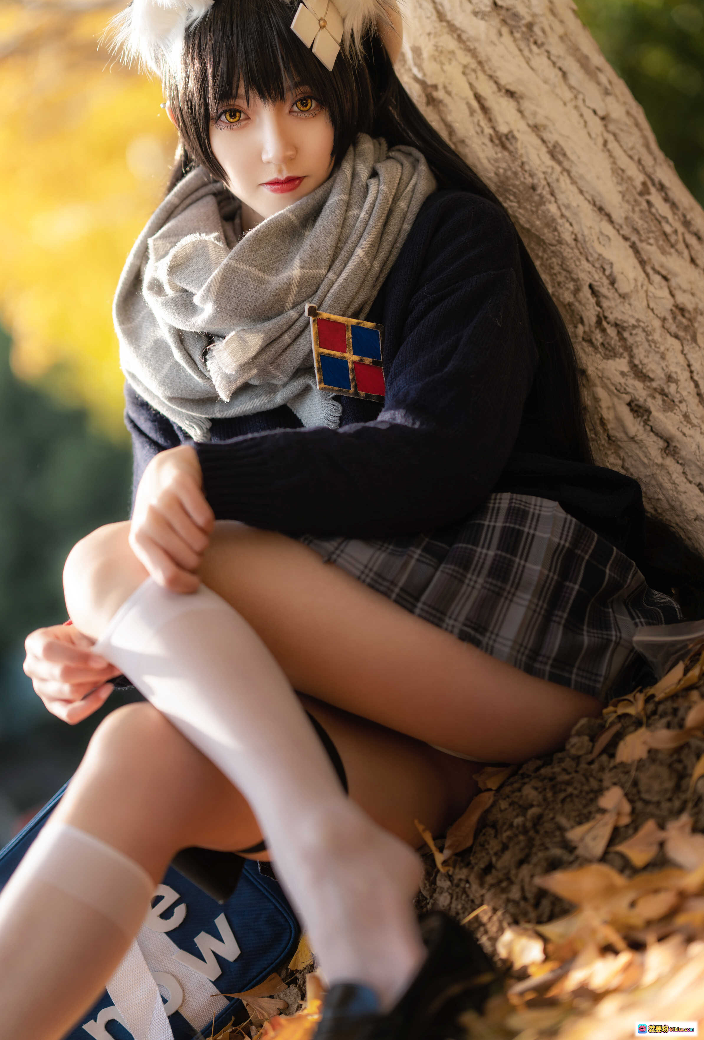 图片[3] - Kettoe NO.011 95式纯白毕业季cos写真 | 秋日窗边少女 | 猫耳发饰格纹裙 | 校园风氛围感美图 - 就要吻