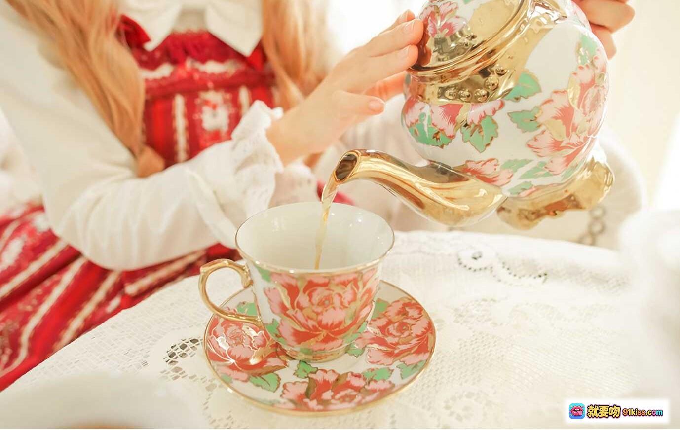 图片[4] - ElyEE子NO.001 午茶角少女华丽洛丽塔写真 金色鹿角头饰 精致蕾丝洋装 甜美日系风格 优雅下午茶主题 梦幻宫廷风造型 - 就要吻