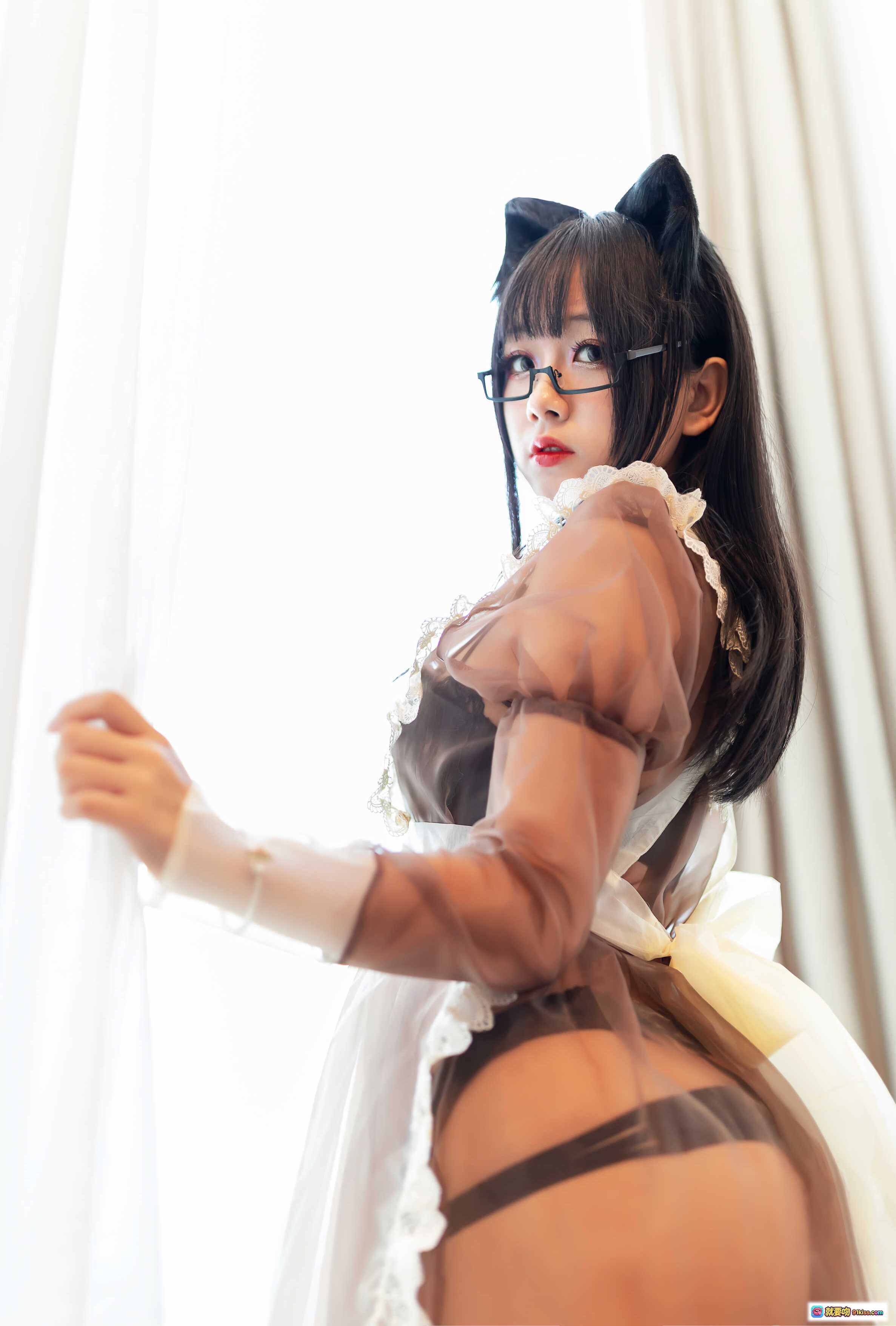 图片[1] - 日奈娇NO.008透明女仆装写真 | 猫耳眼镜蕾丝透视制服 | 47P高清美图 - 就要吻