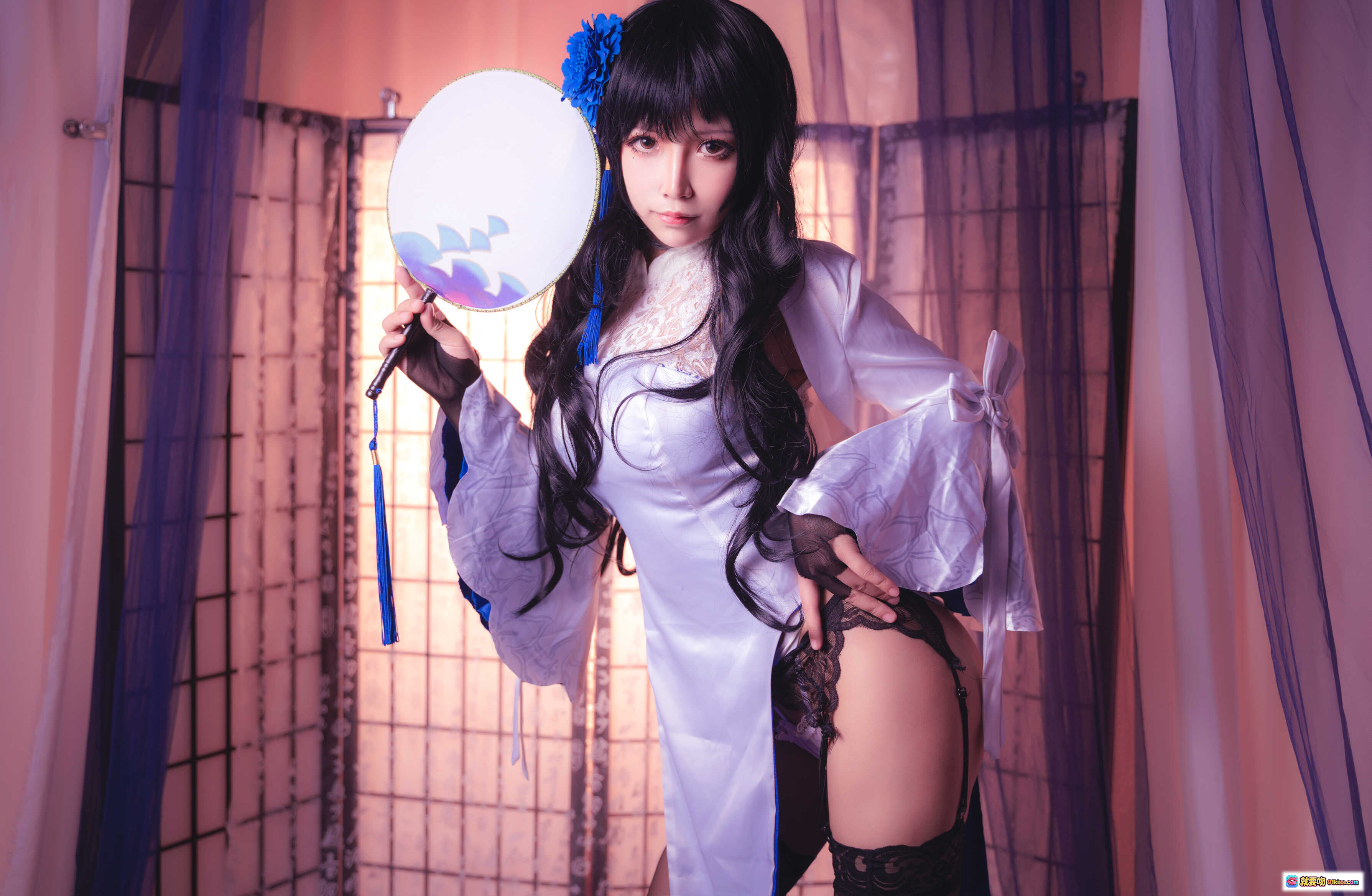 图片[3] - 抱走莫子A NO.014 玉玲珑 30P高清写真 黑丝蕾丝美臀 白裙蓝边性感私房照 - 就要吻