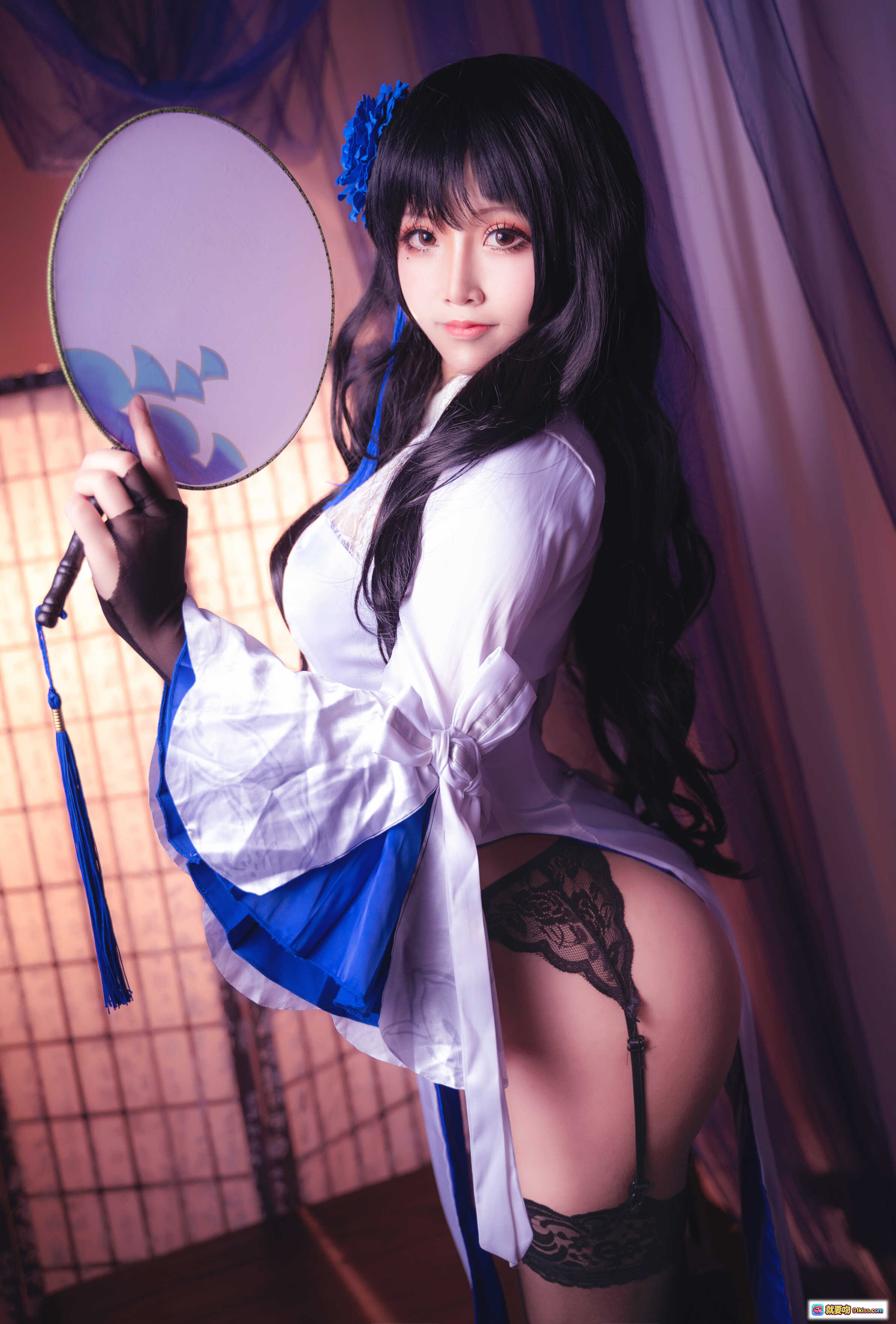 图片[8] - 抱走莫子A NO.014 玉玲珑 30P高清写真 黑丝蕾丝美臀 白裙蓝边性感私房照 - 就要吻