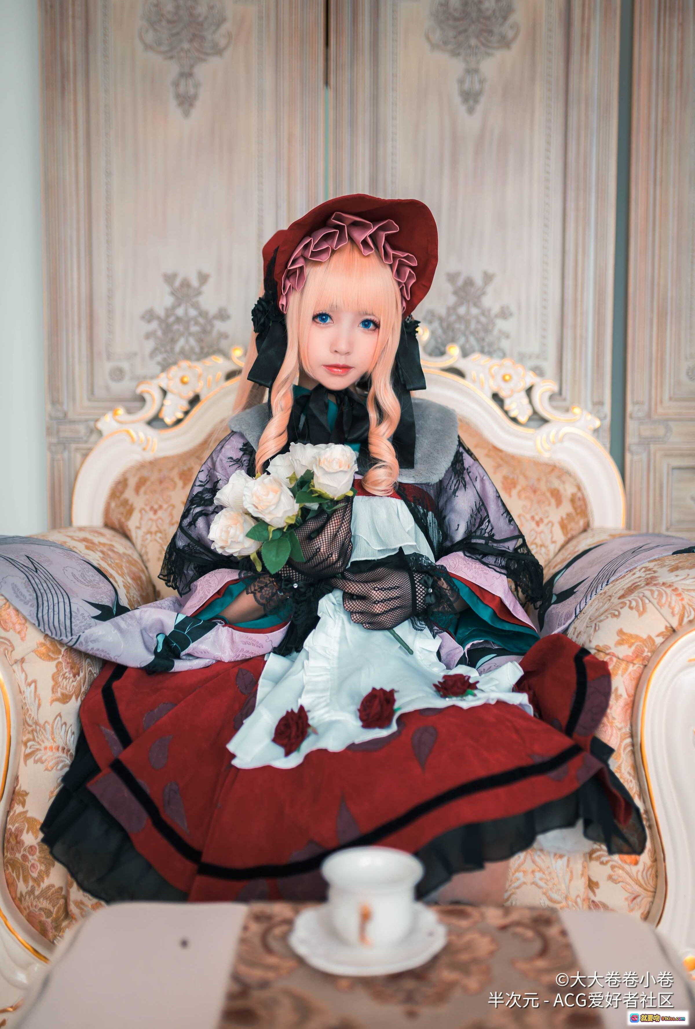 图片[9] - 蔷薇少女真红cos十周年纪念·大大卷卷小卷NO.006·洛丽塔洋装·粉发红帽·精致蕾丝蝴蝶结·室内花艺布景·高清23P写真 - 就要吻