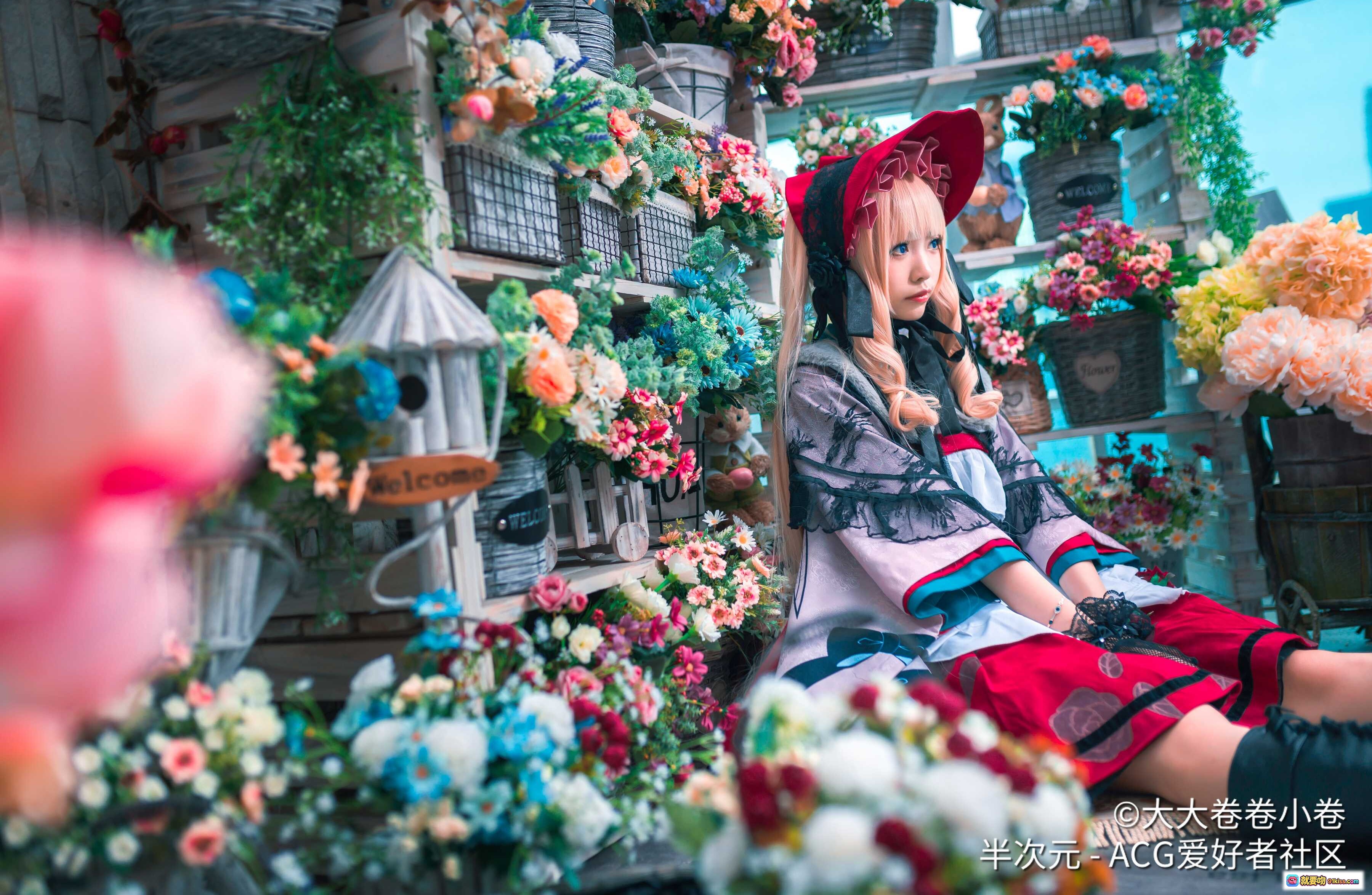 图片[2] - 蔷薇少女真红cos十周年纪念·大大卷卷小卷NO.006·洛丽塔洋装·粉发红帽·精致蕾丝蝴蝶结·室内花艺布景·高清23P写真 - 就要吻