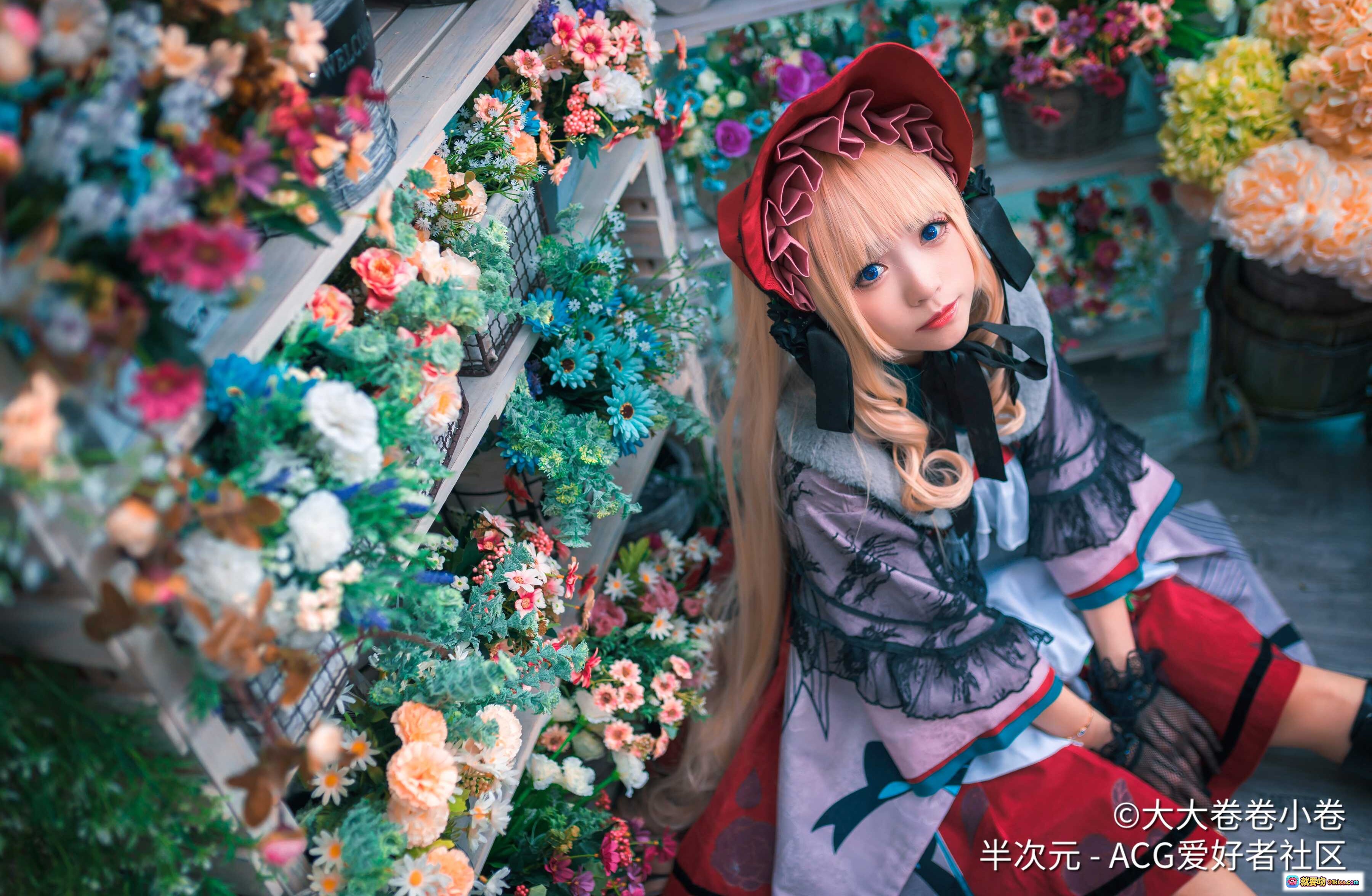 图片[3] - 蔷薇少女真红cos十周年纪念·大大卷卷小卷NO.006·洛丽塔洋装·粉发红帽·精致蕾丝蝴蝶结·室内花艺布景·高清23P写真 - 就要吻